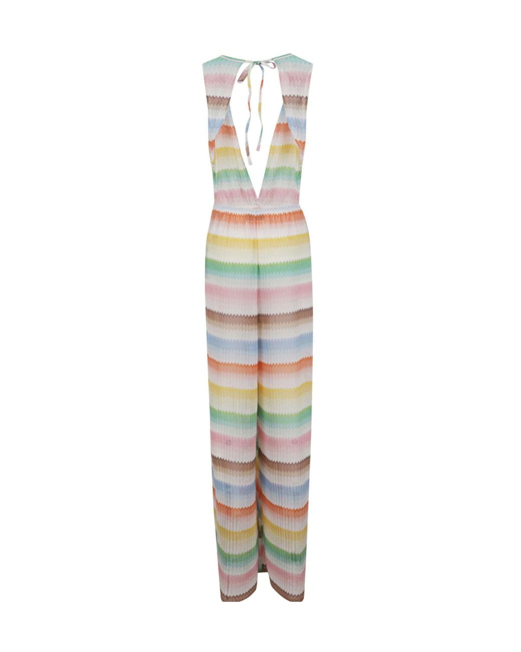 Missoni White Zigzag Pattern Open Back Jumpsuit