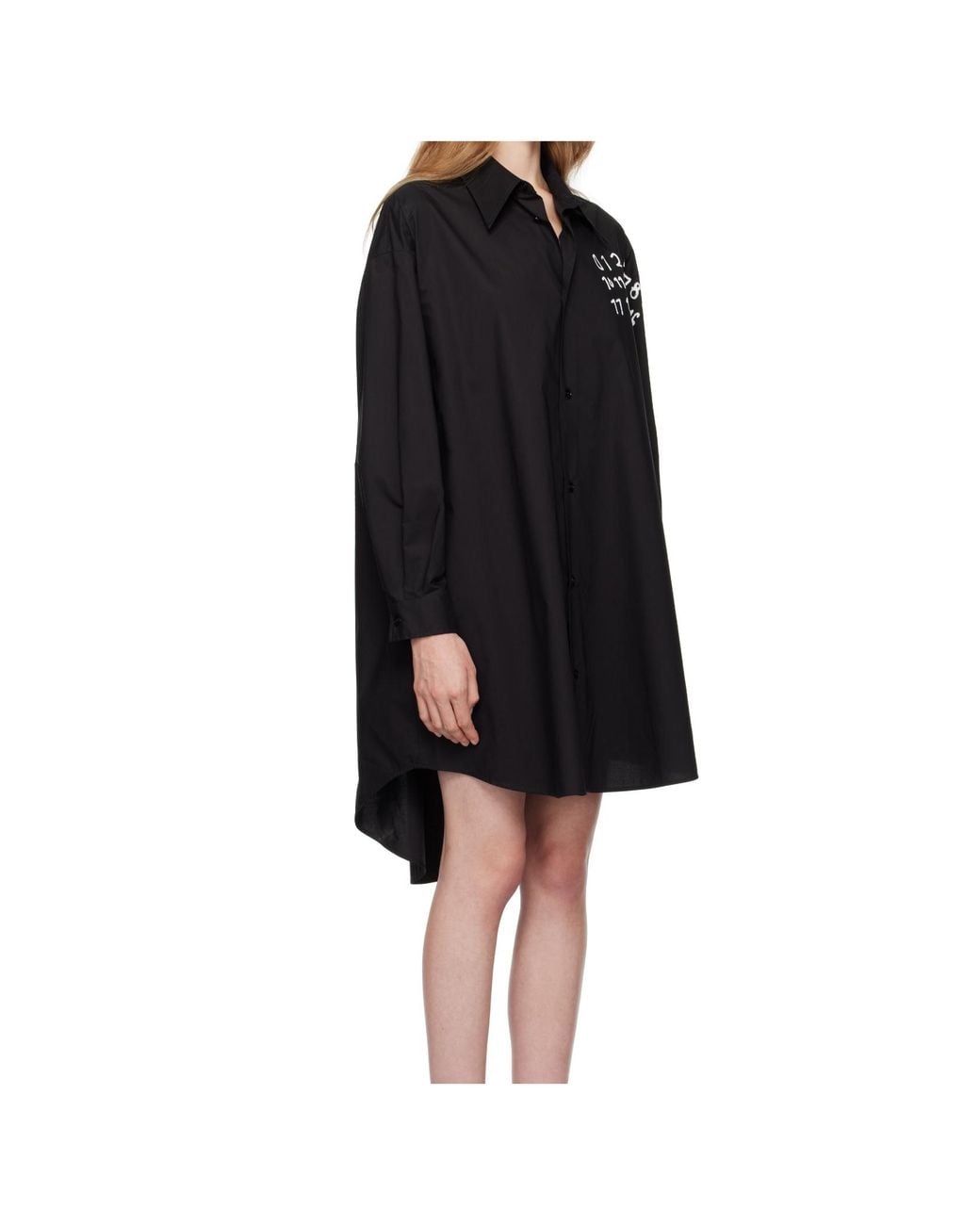MM6 by Maison Margiela Black Poplin Shirt Dress