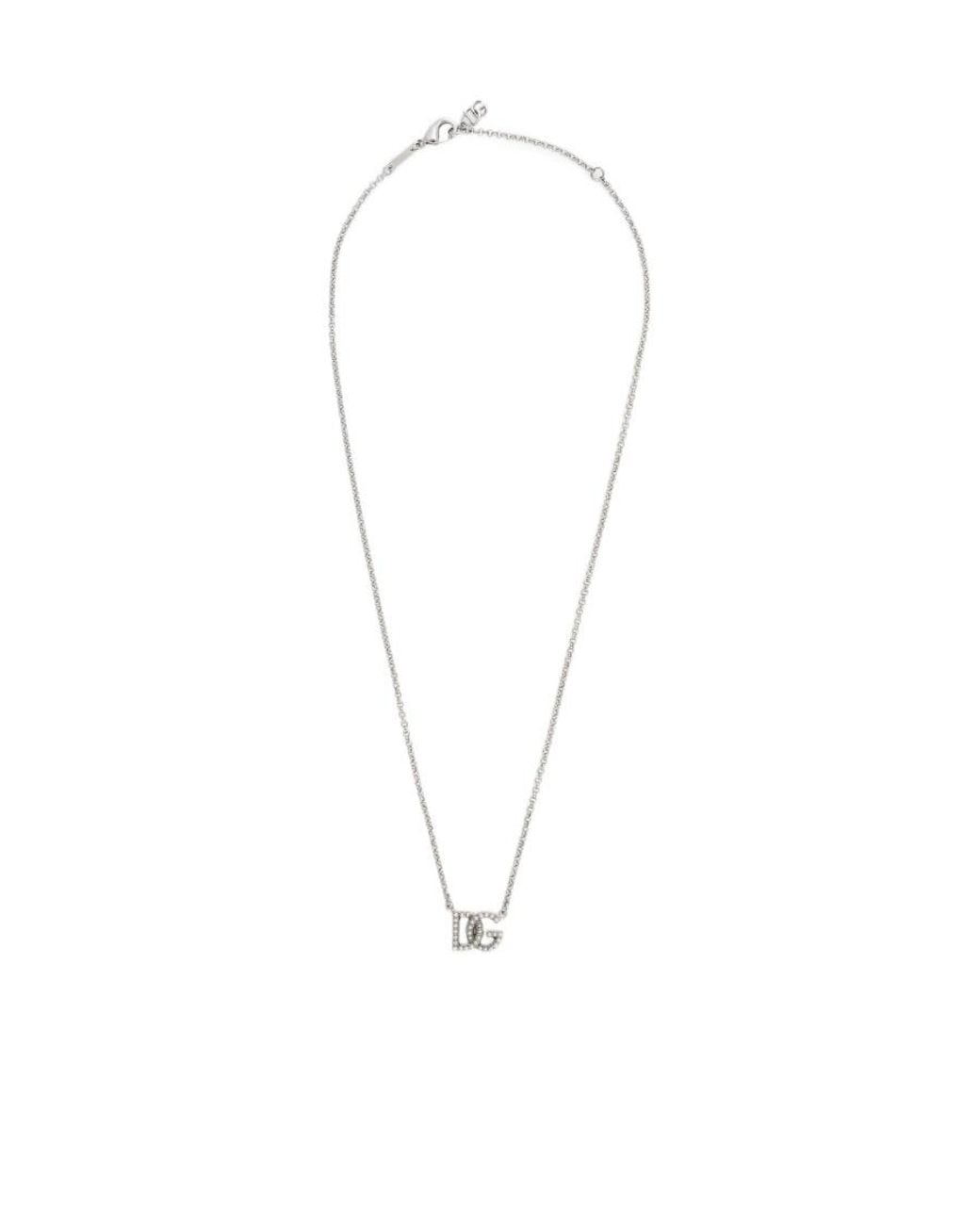 Dolce & Gabbana White Logo Embellished Necklace for men