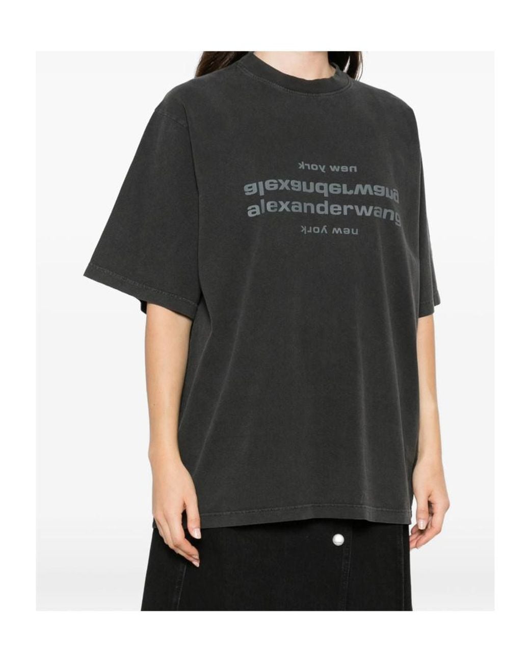 Alexander Wang Black Logo-Print Cotton T-Shirt