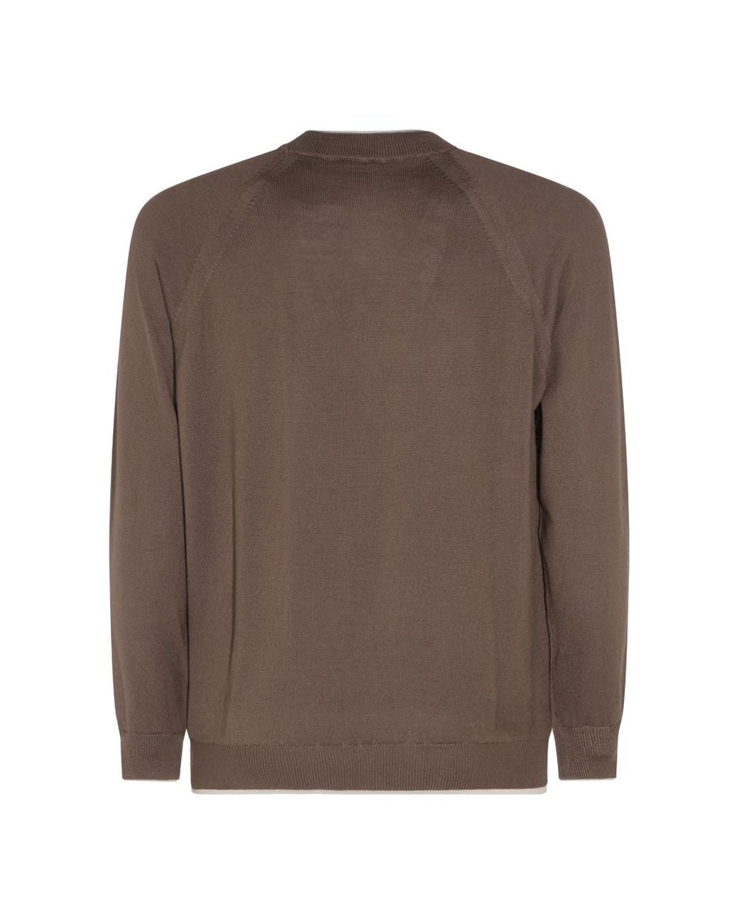 Eleventy Brown Raglan Crew Neck Knitted Sweater for men