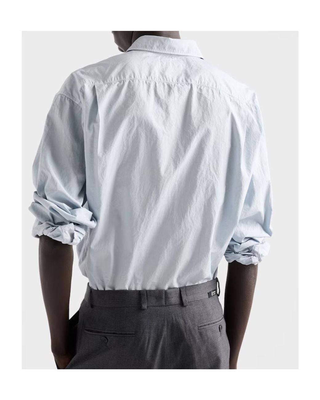 Prada Blue Logo-Patch Pocket Shirt for men