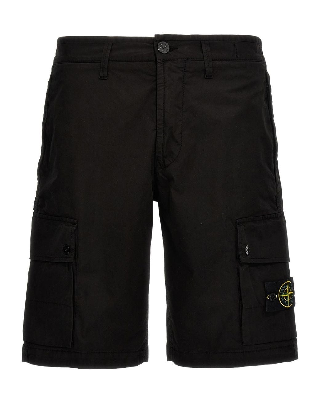 Stone Island Black Compass Patch Bermuda Shorts for men