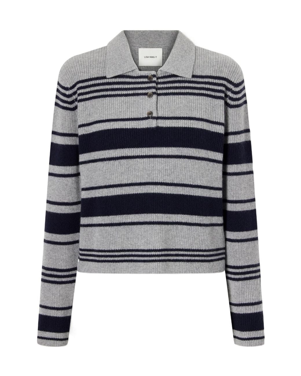 Lisa Yang Blue Striped Ribbed Cashmere Sweater