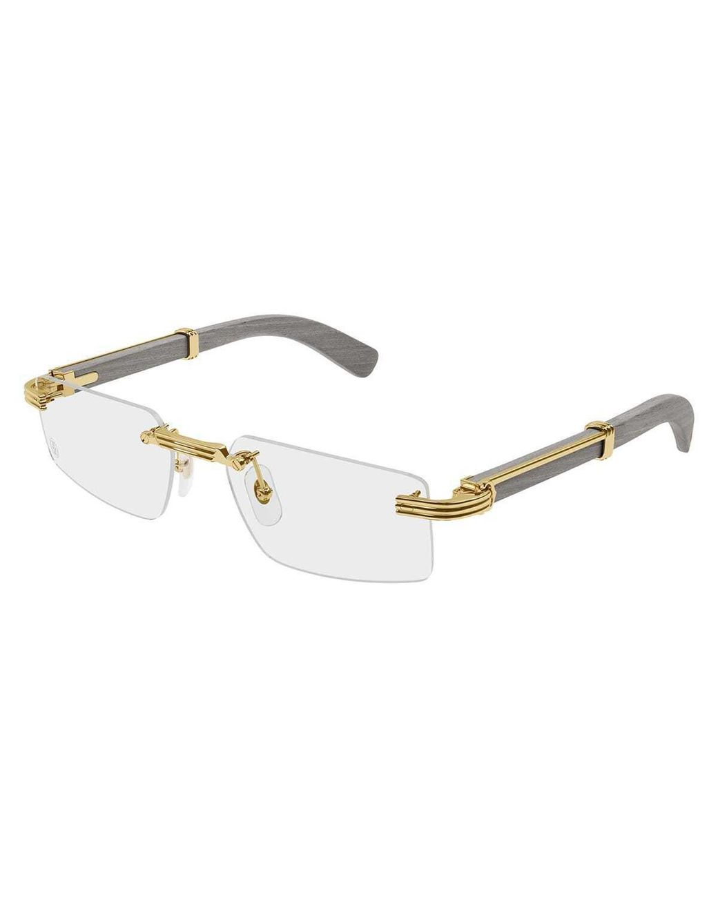 Cartier White Rimless Rectangle Frame Glasses for men
