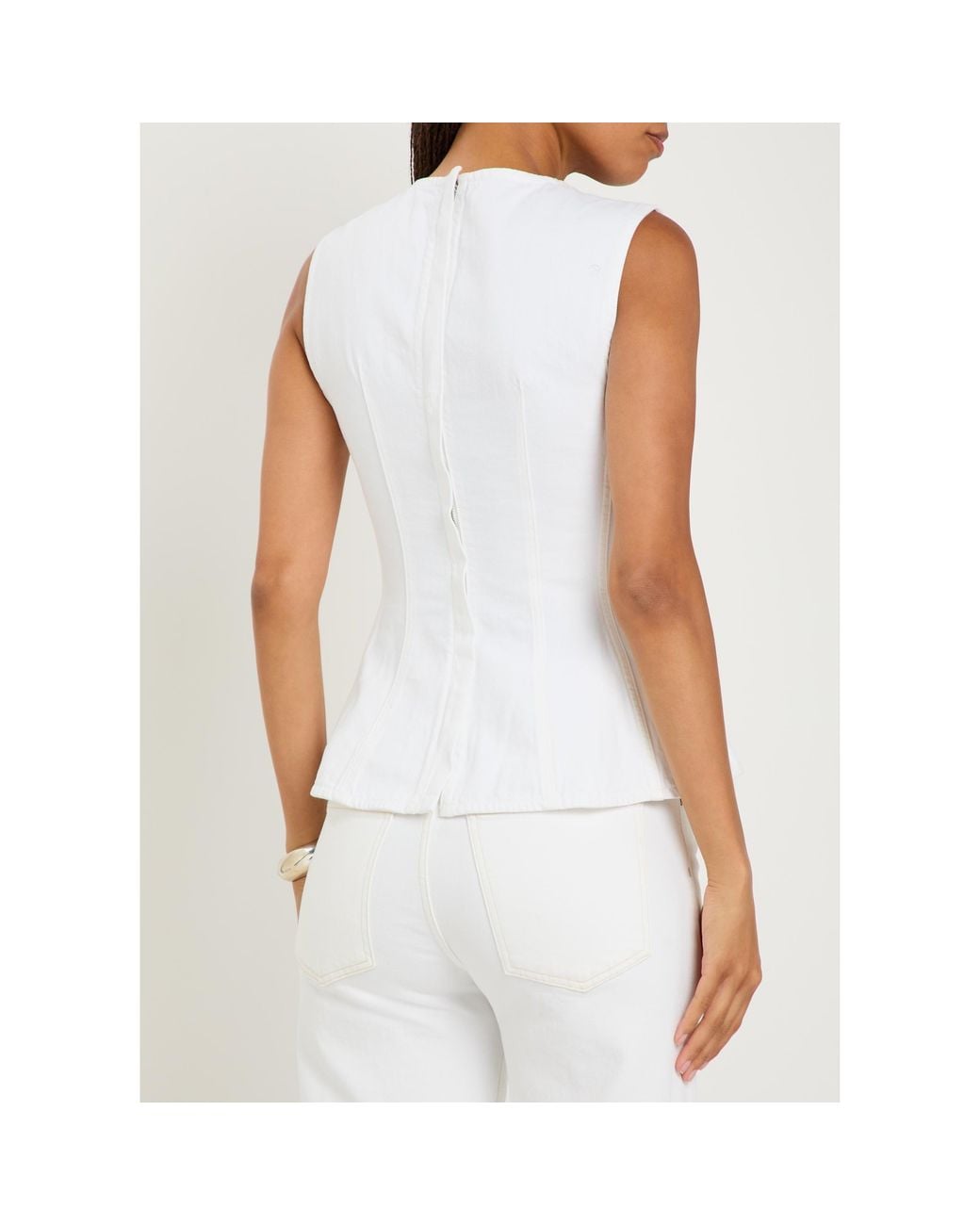 Agolde White Denim Crew Neck Top