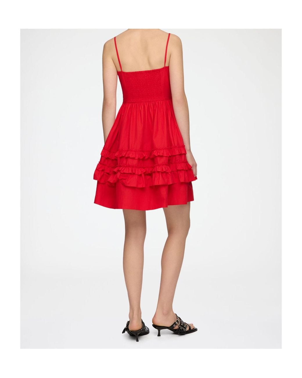 Ganni Red Ruffled Mini Dress