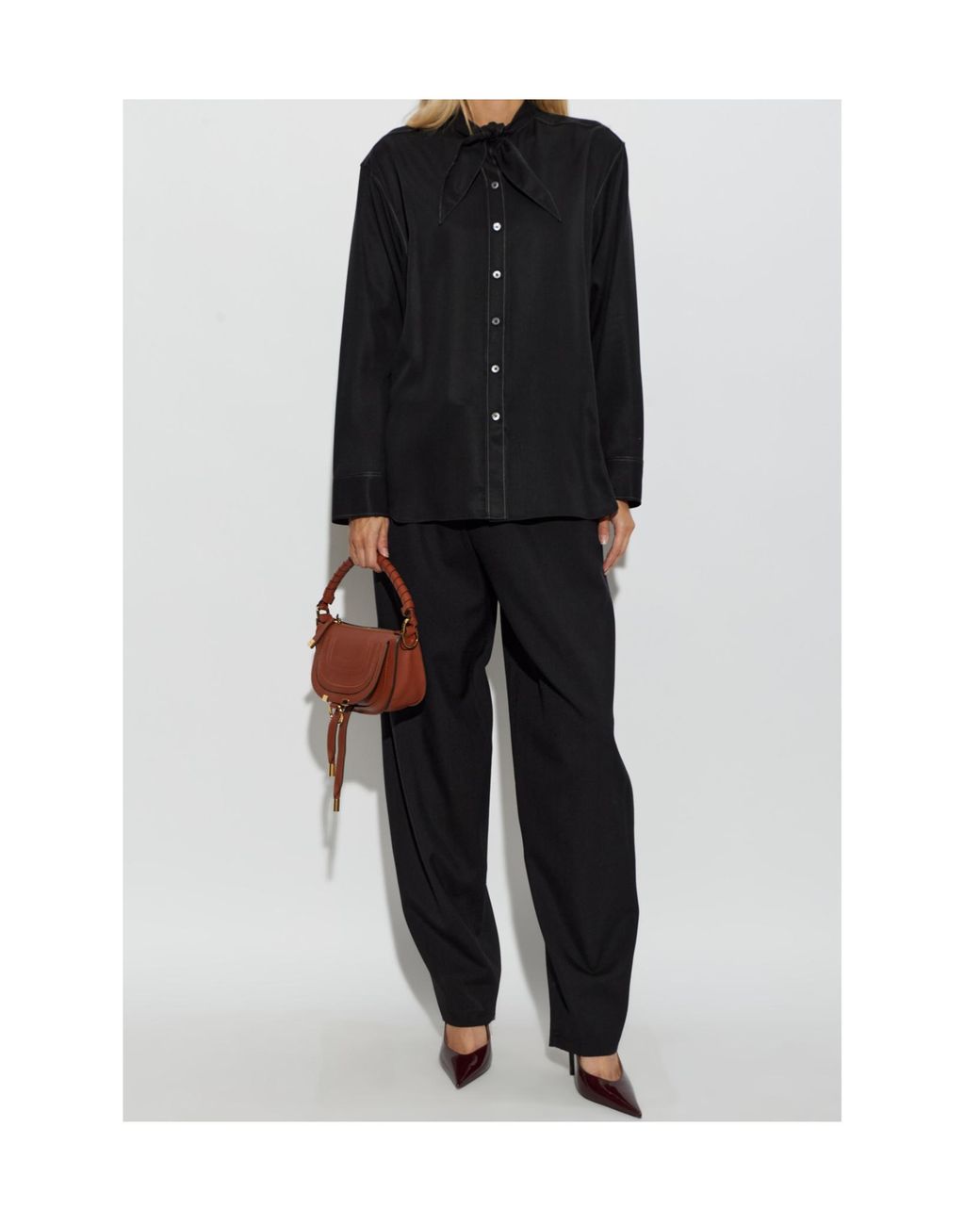 Paul Smith Black Tie-Neck Oversized Shirt