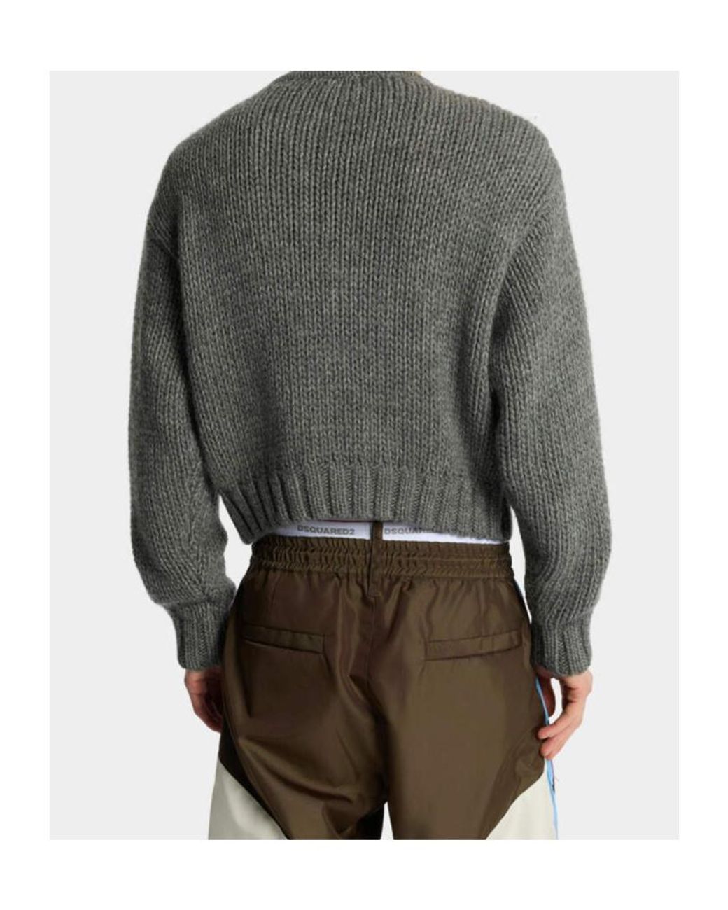 DSquared² Gray ディースクエアード2 インターシャメダルニットセーター for men