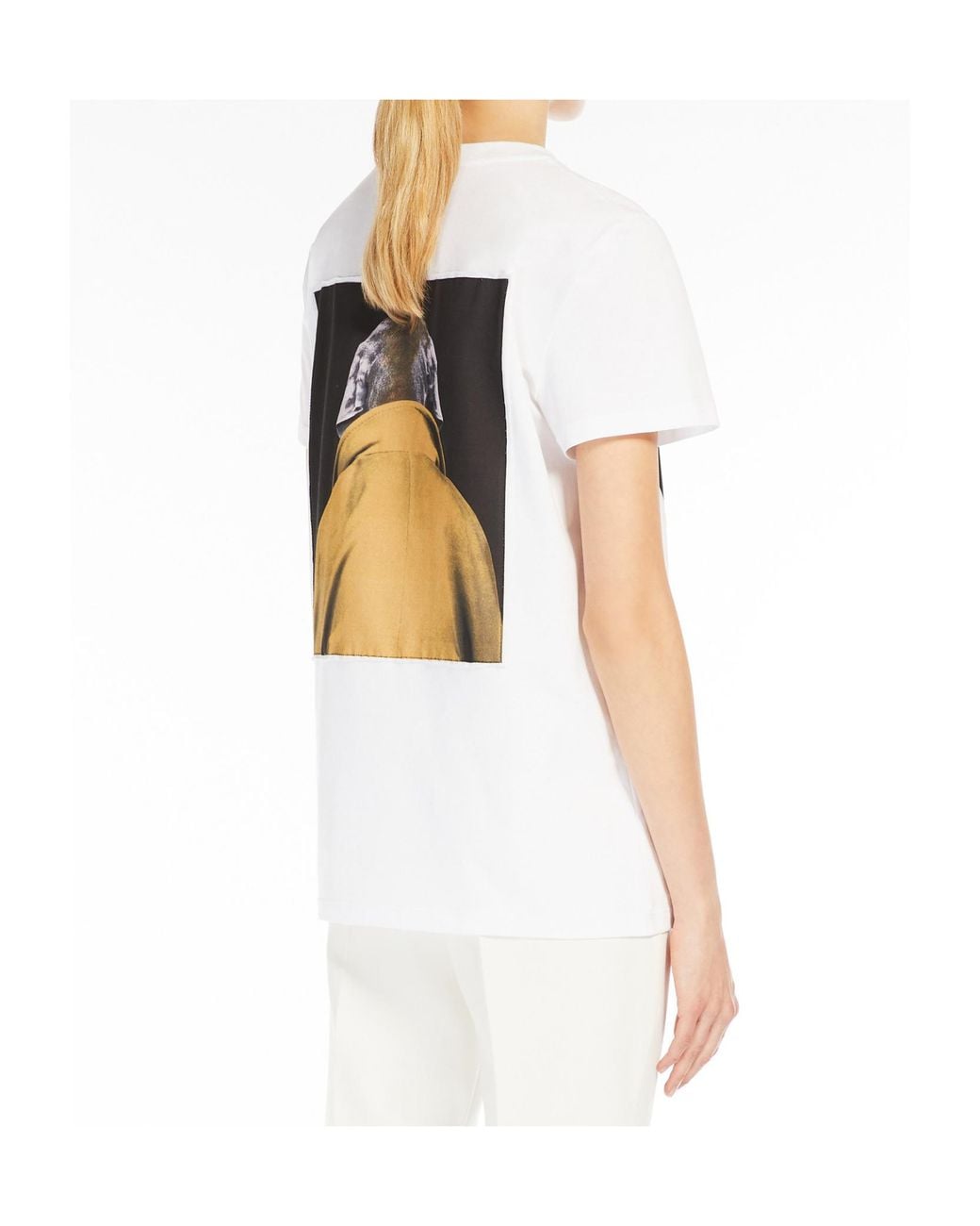 Max Mara White Cipria Graphic Printed Crewneck T-Shirt