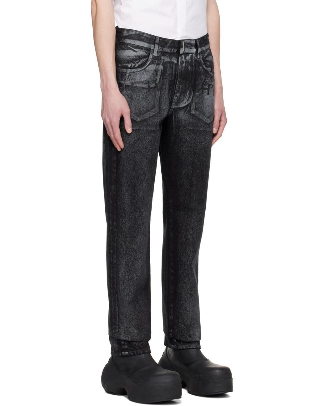 Givenchy Gray Straight Fit Painted Denim Jeans for men