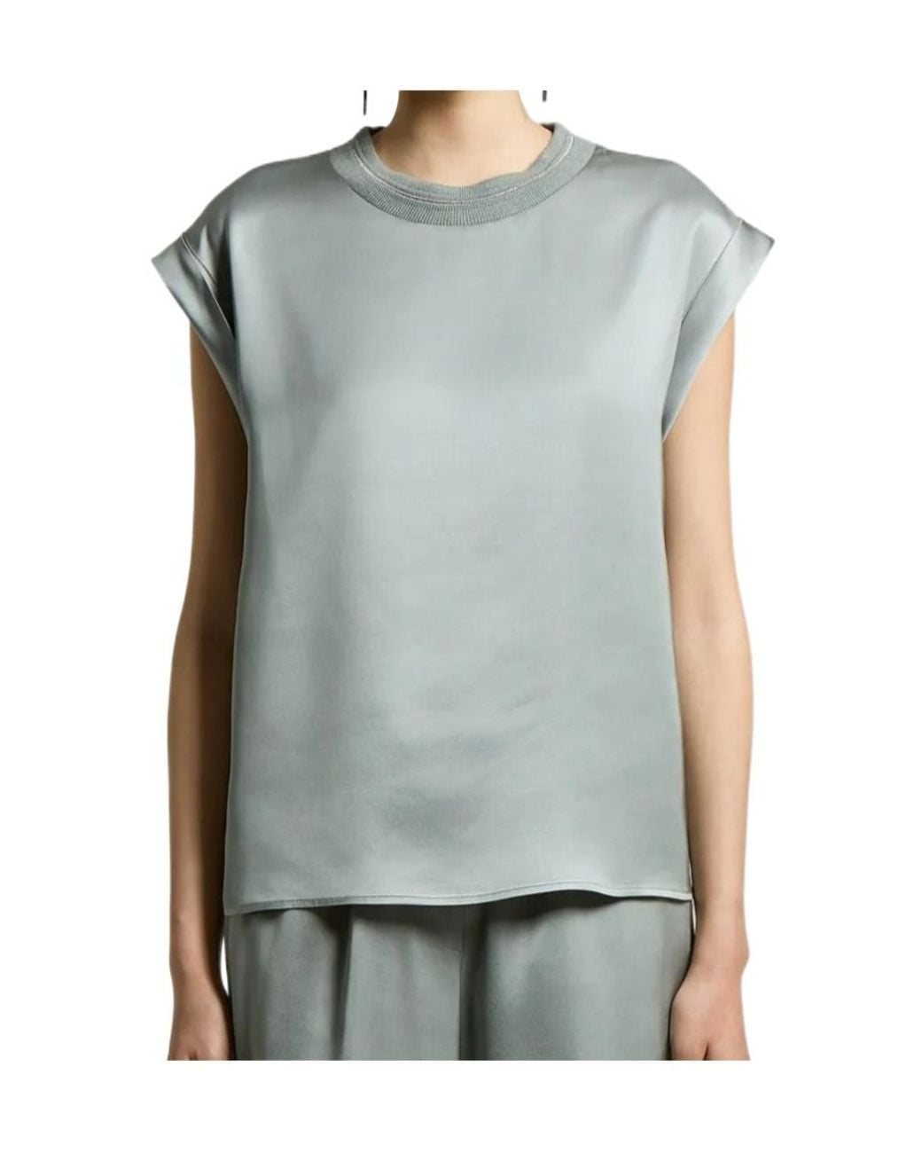Peserico Gray Short Sleeve Crewneck T-Shirt