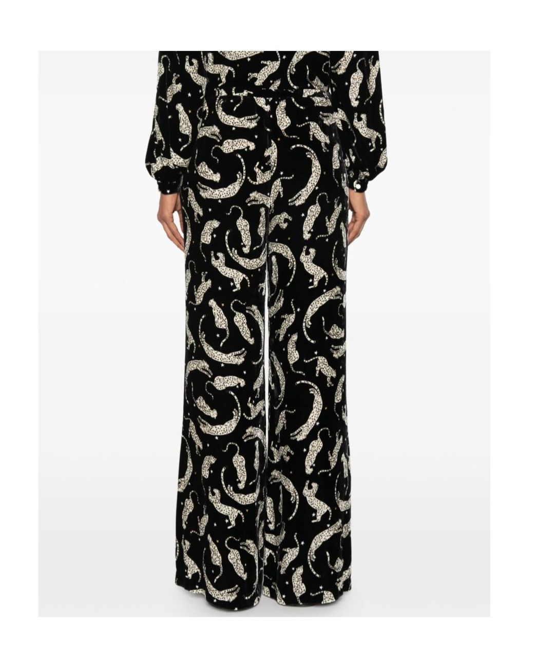 Forte_forte Black Leopard-Print Velvet-Effect Trousers