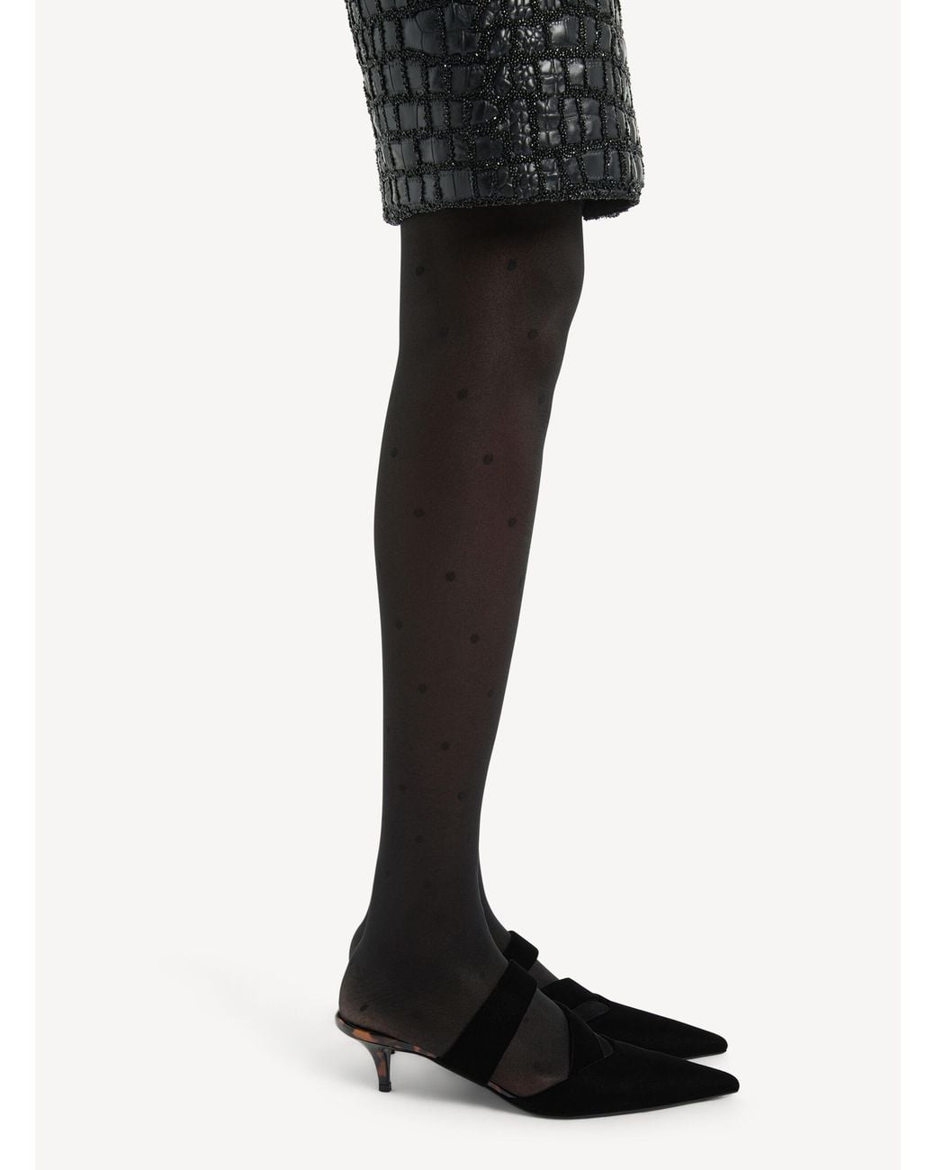 Balmain Black Velvet Heeled Mules