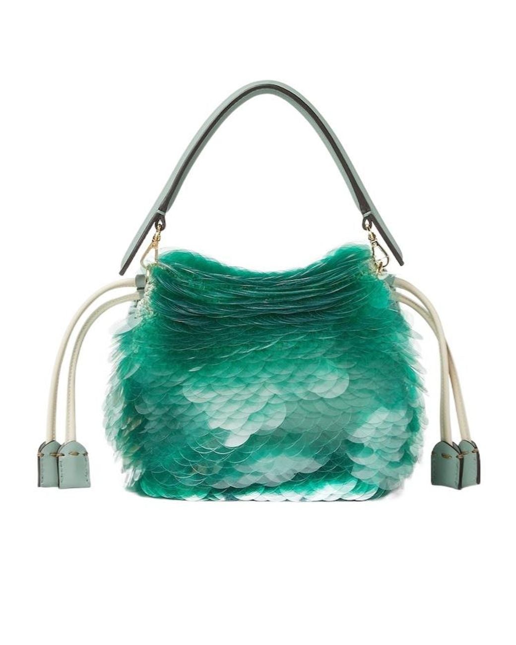 Fendi Green Mint Crochet Mini-Bag With Maxi Sequins