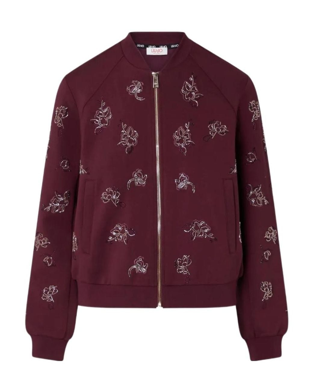 Liu Jo Purple Rhinestone Floral Sweatshirt
