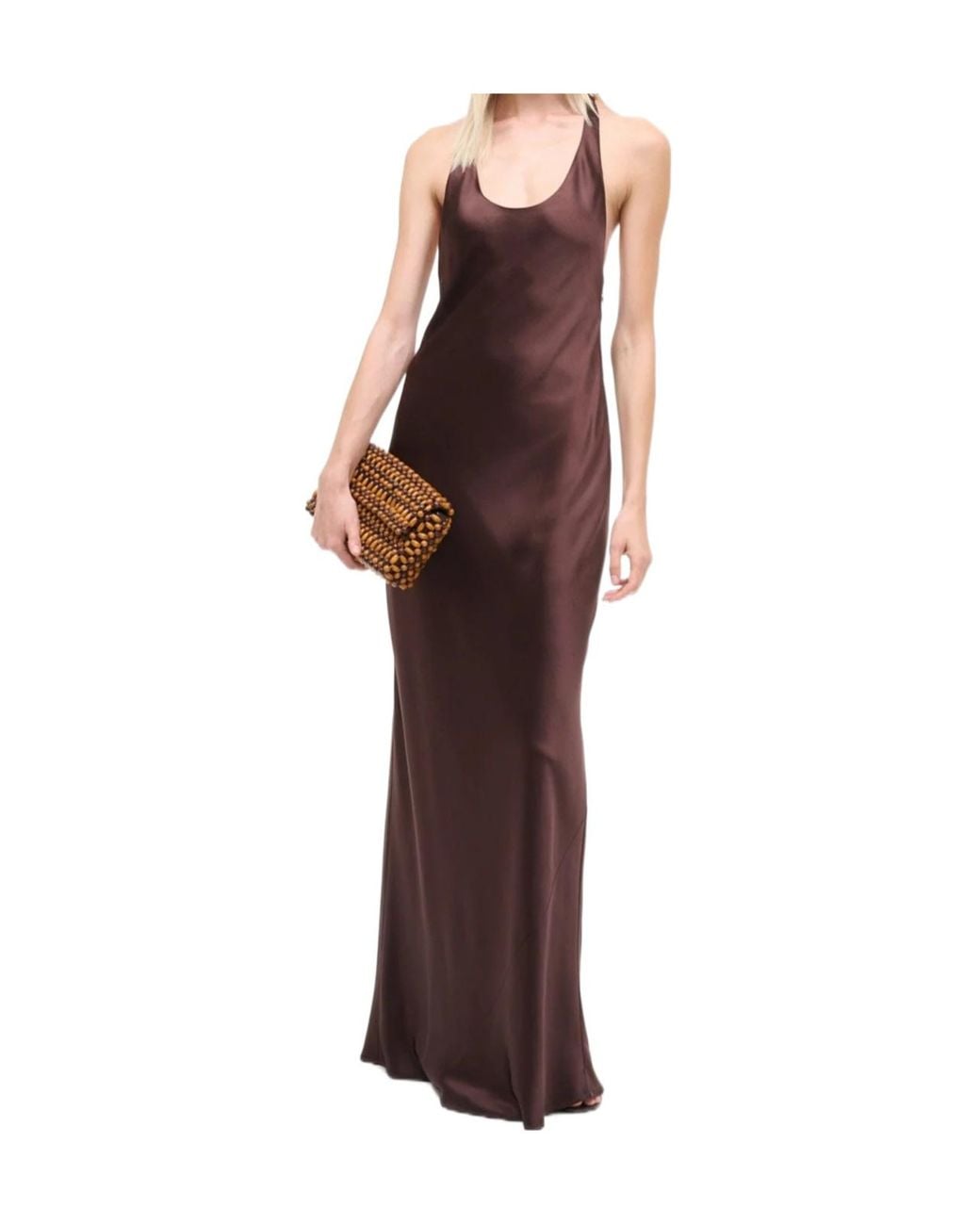 Staud Brown Juanita Open-Back Maxi Dress