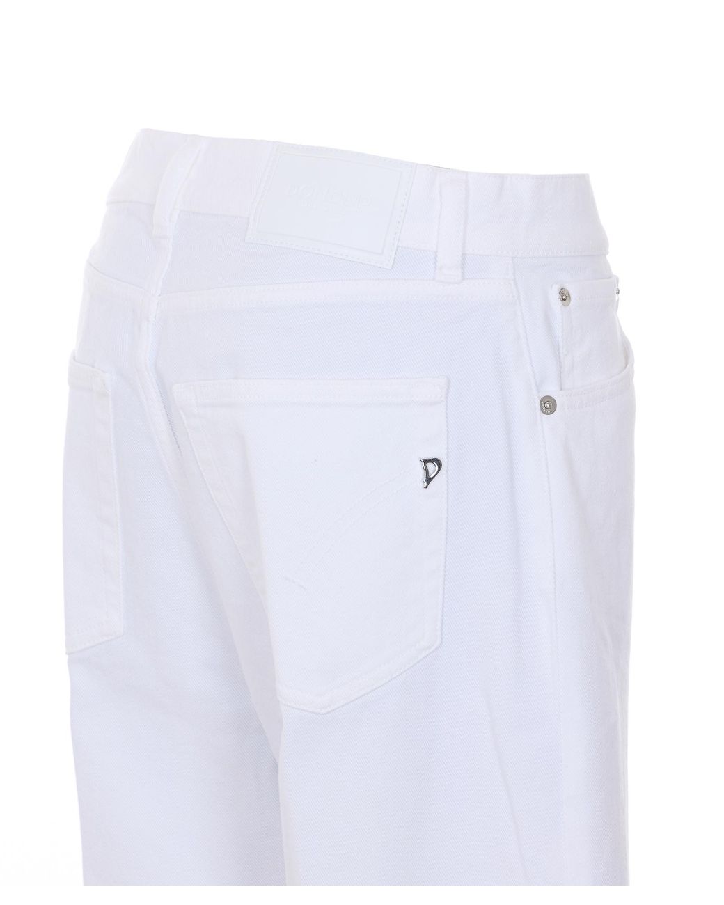 Dondup White Logo Patch Wide-Leg Jeans