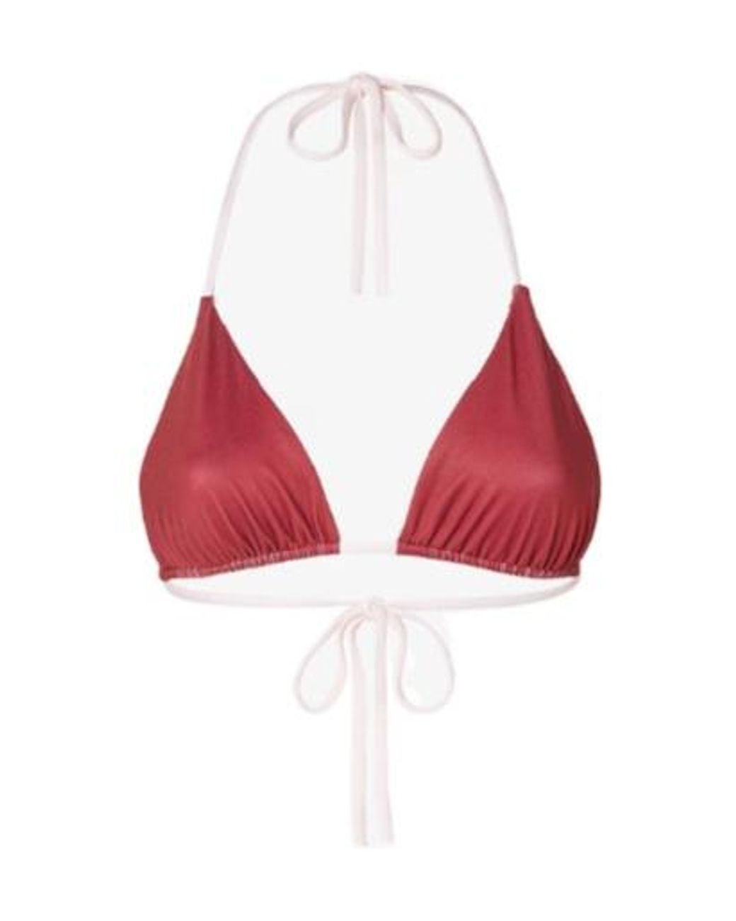 Fendi Red Striped Halterneck Reversible Triangle Bikini Top