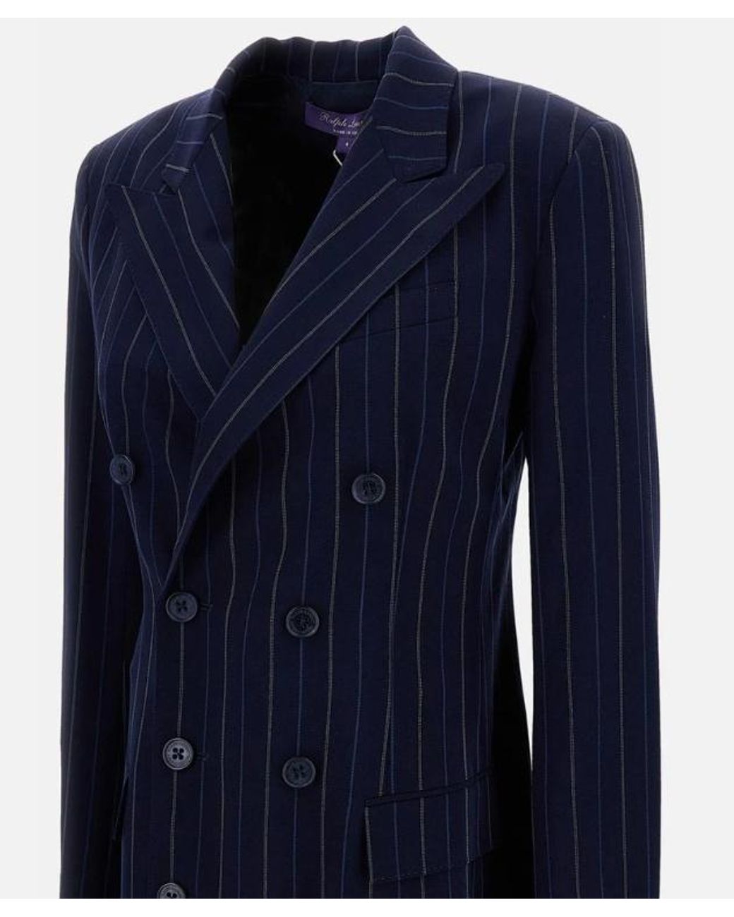 Ralph Lauren Blue Camden Pinstripe Double-Breasted Mini Dress