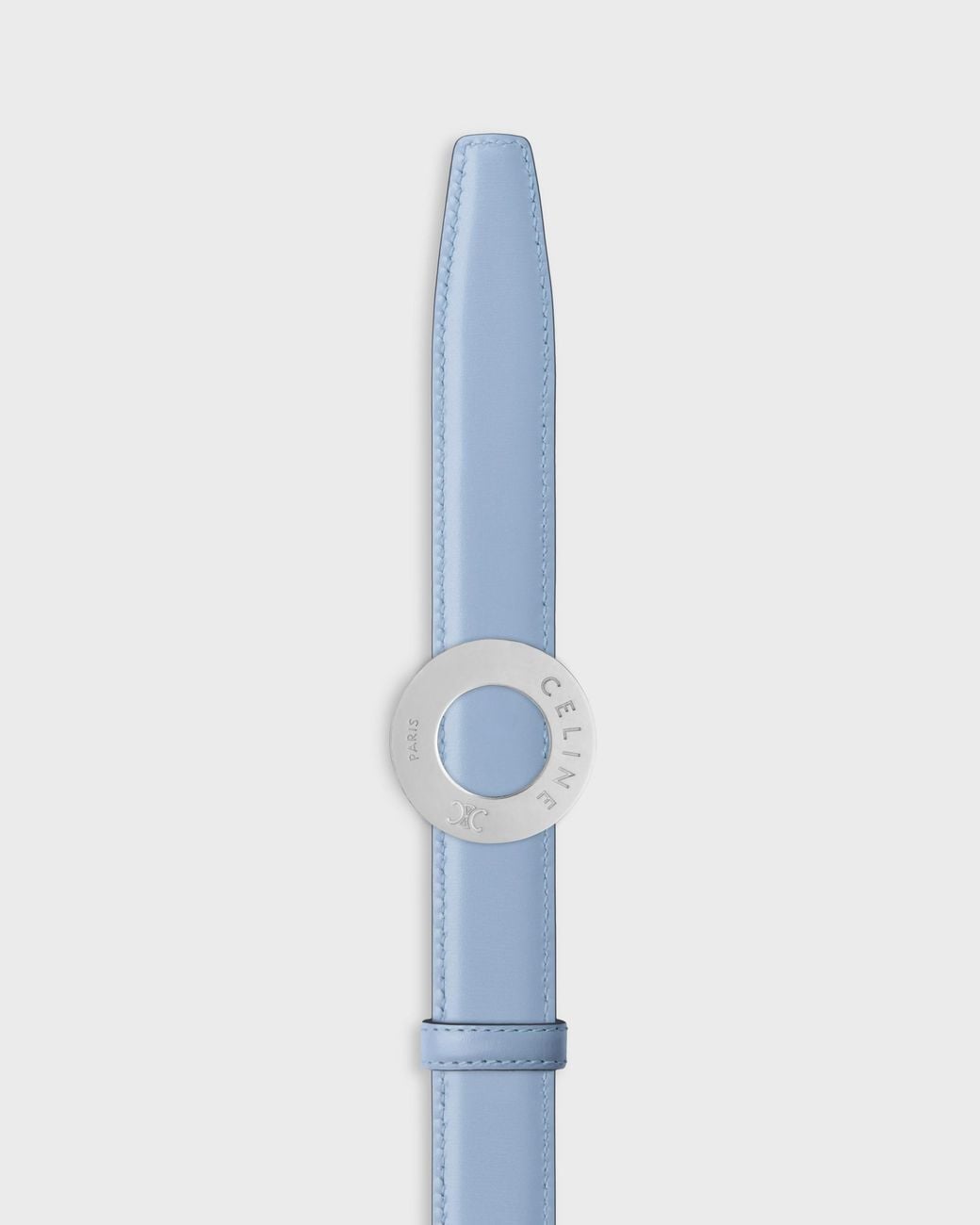 Céline White 25Mm Double-Sided Leather Belt With Disc Buckle