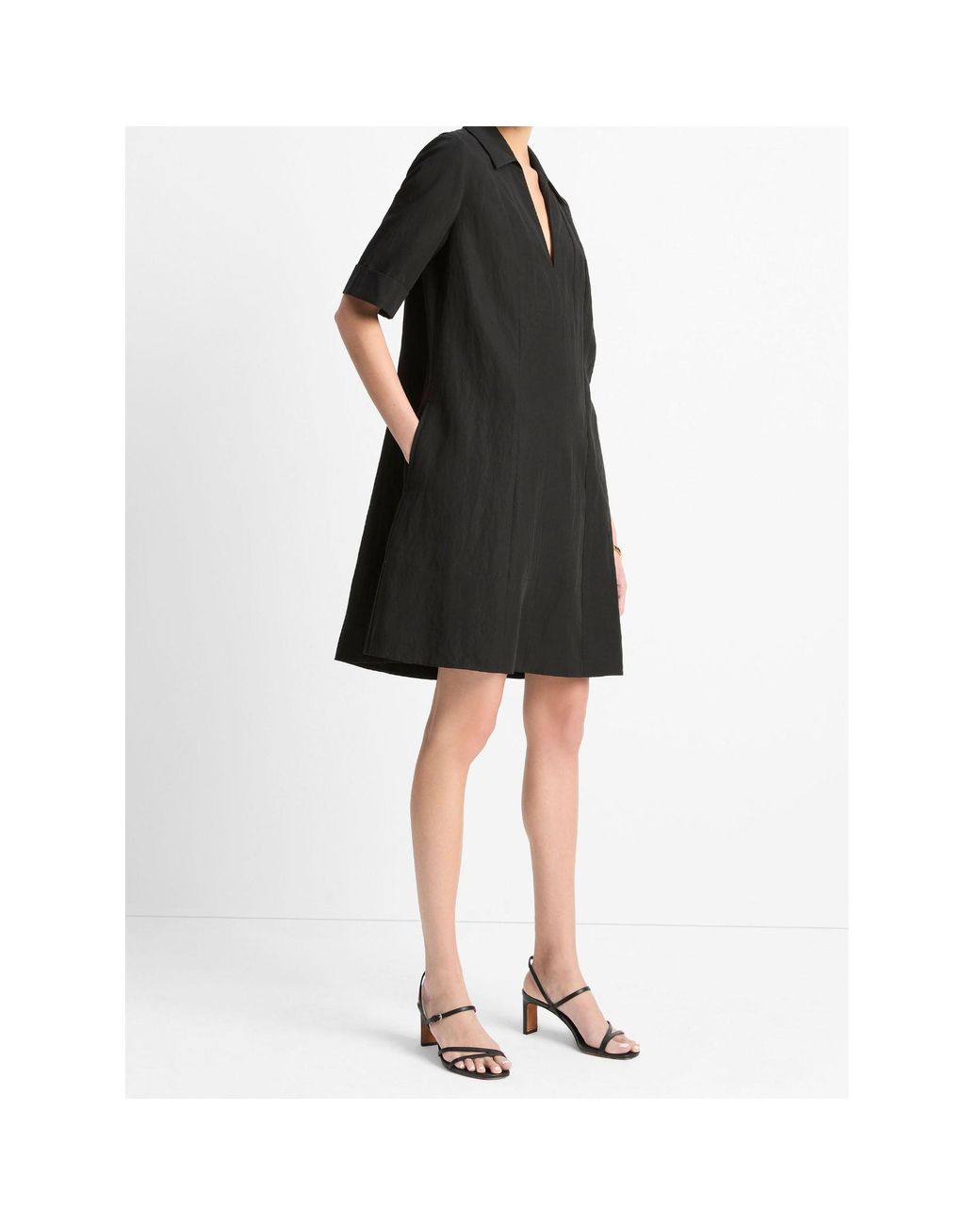 Vince Black Short Sleeve Shirt Dress
