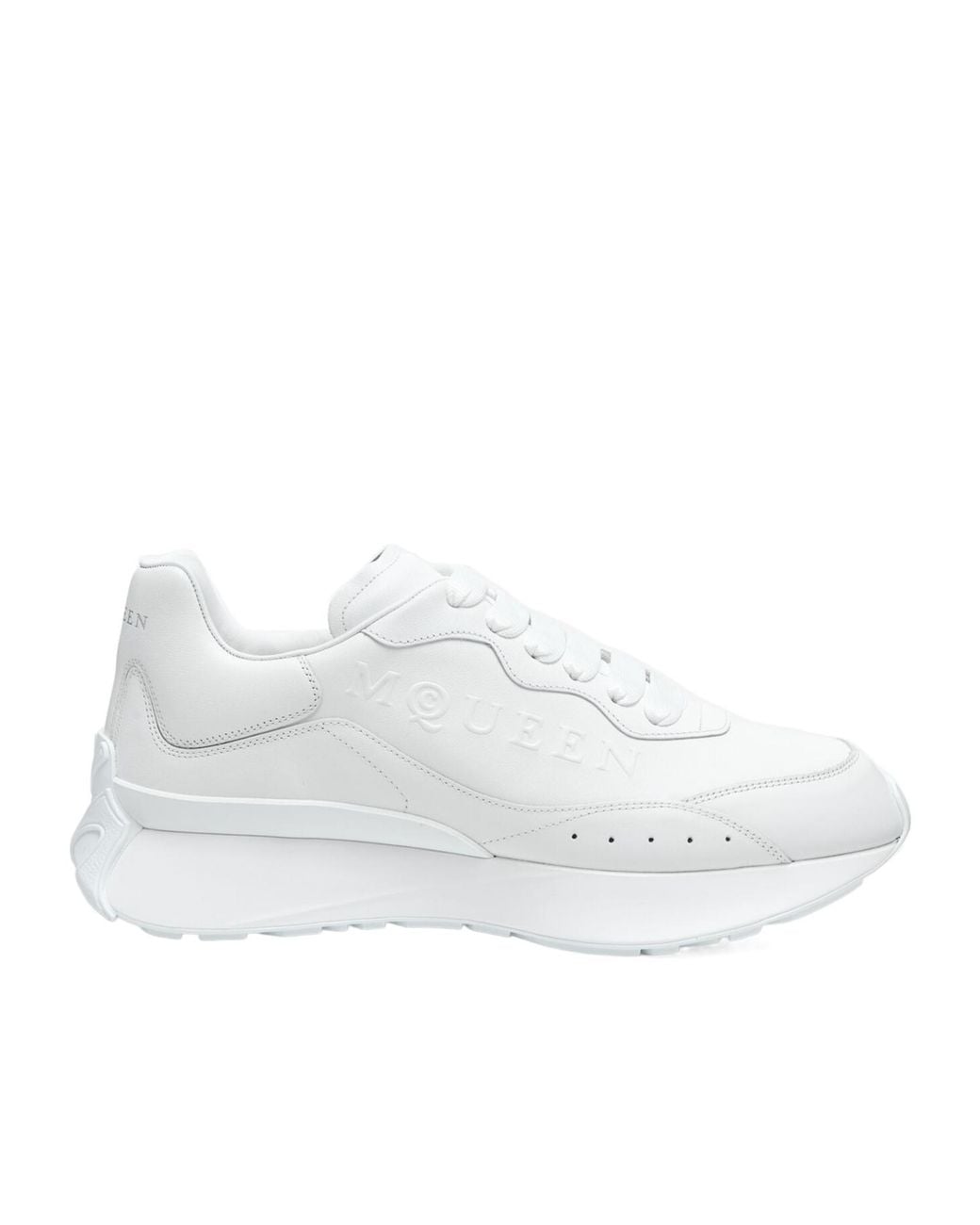 McQueen White Embossed Logo Low-Top Sneakers