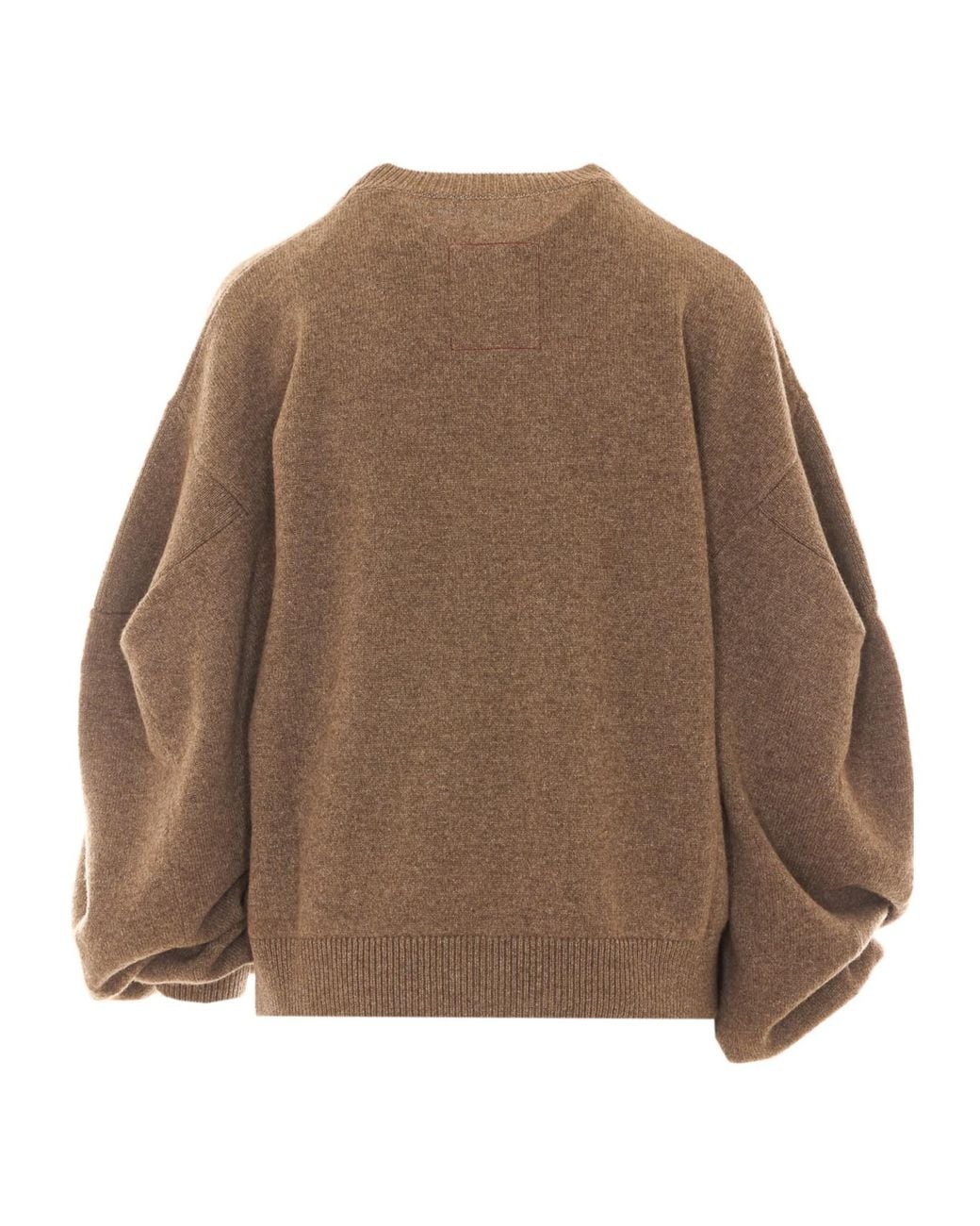 Uma Wang Brown Crew Neck Ribbed Sweater