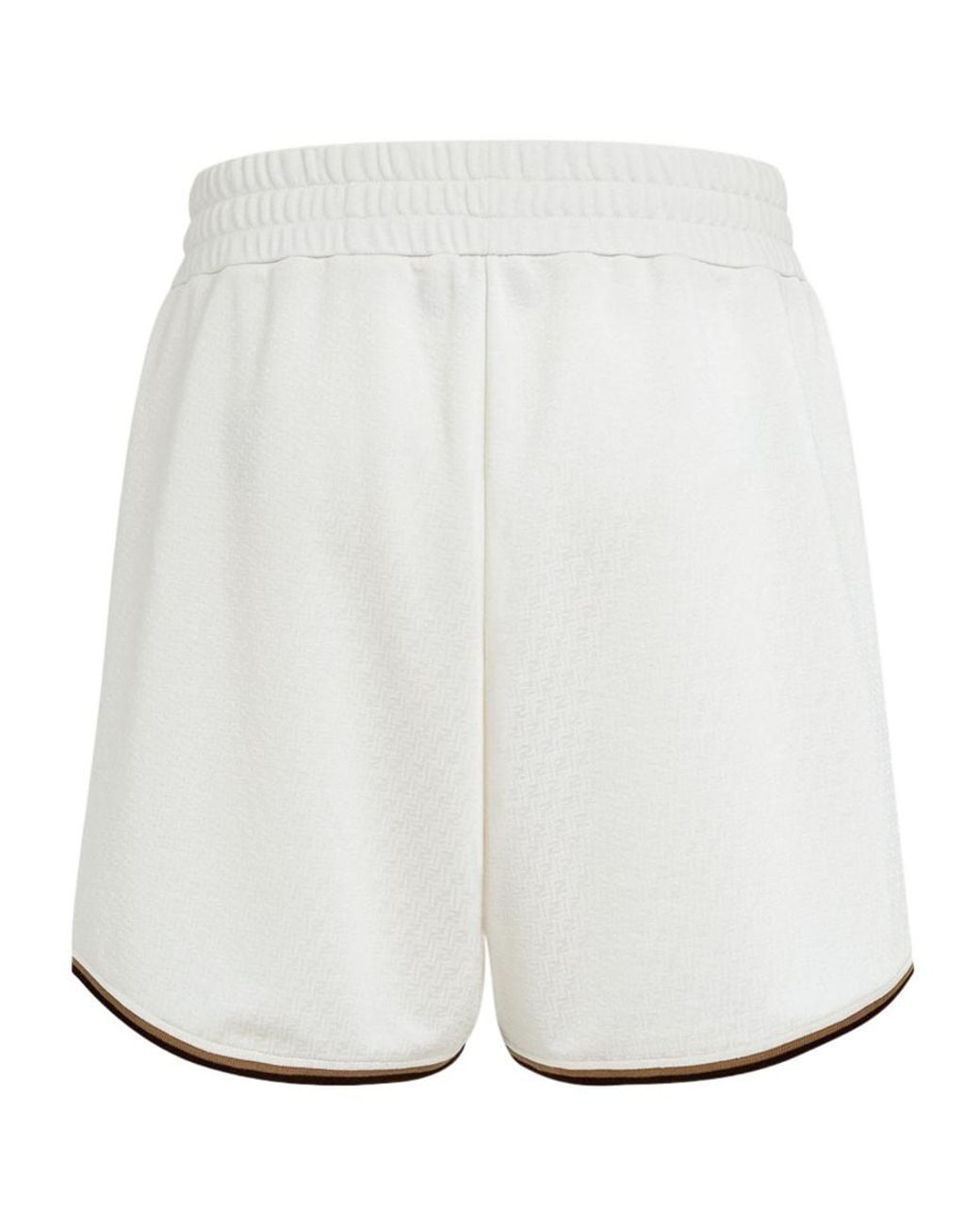 Fendi White Ff Jacquard Elasticated Waistband Shorts for men