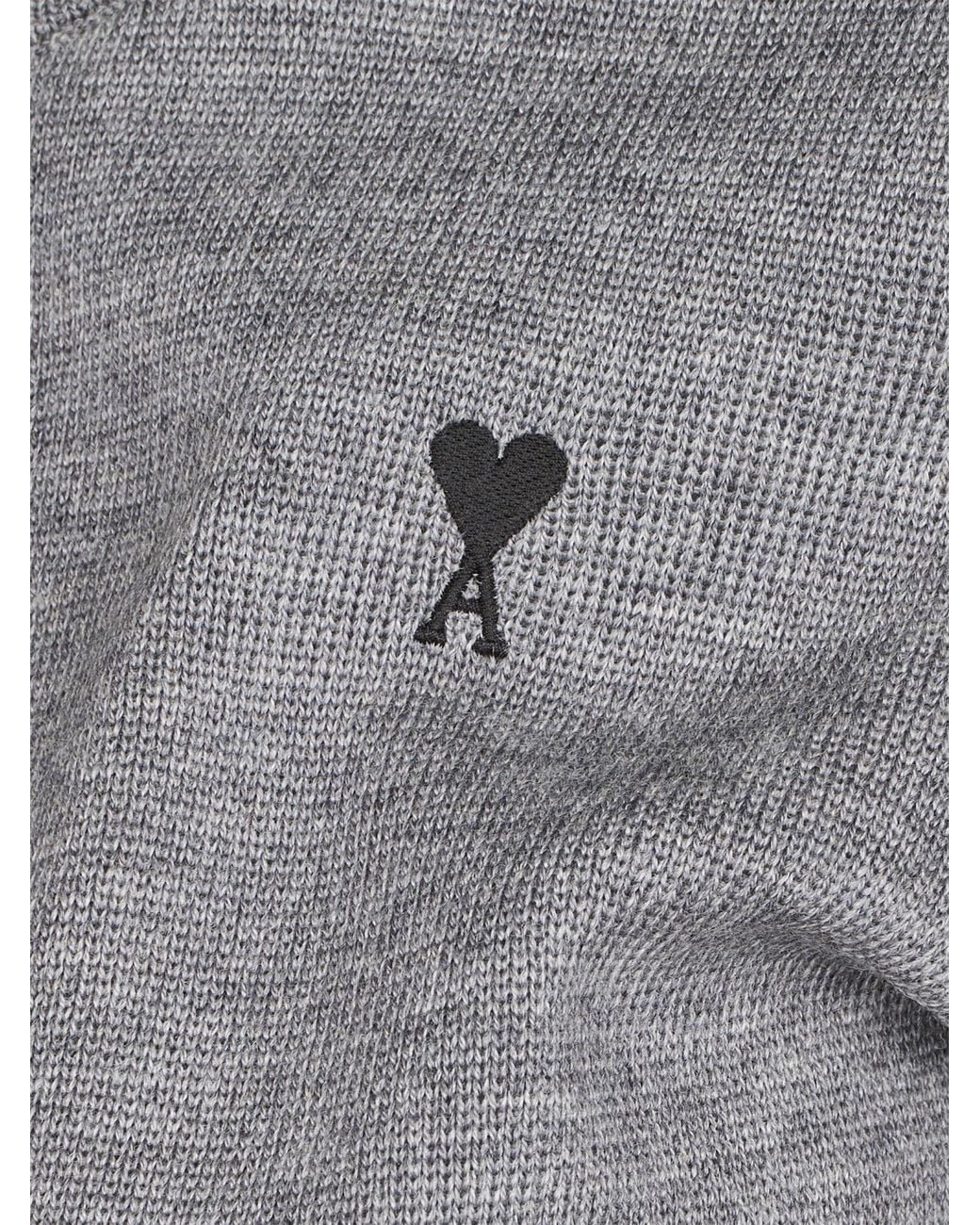 AMI Gray Ami Logo Crew Neck Knitted Jumper