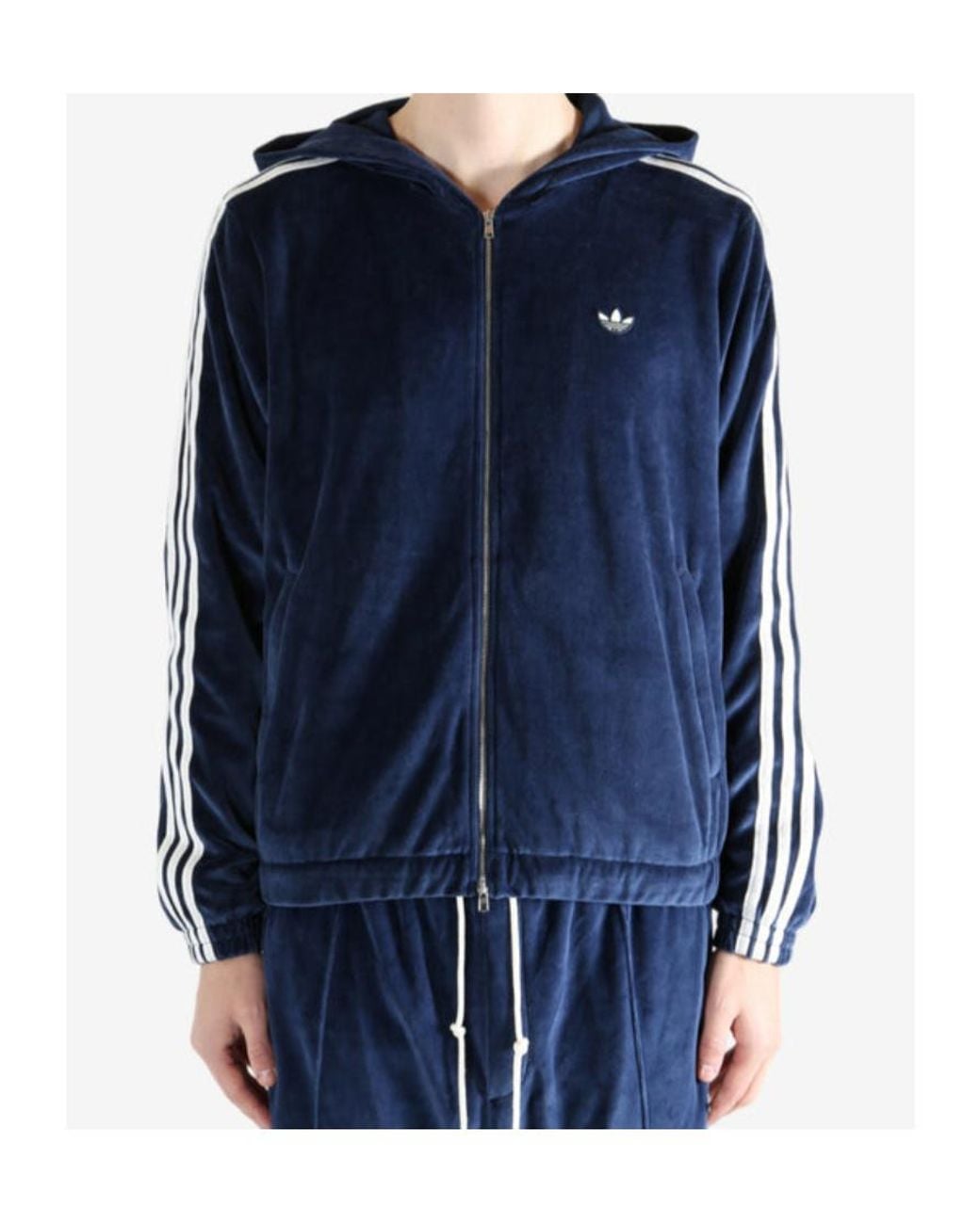 Adidas Blue X Wales Bonner Velour Zipped Track Jacket for men