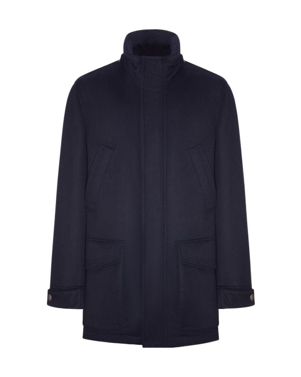 Brunello Cucinelli Blue High-Neck Field Coat for men