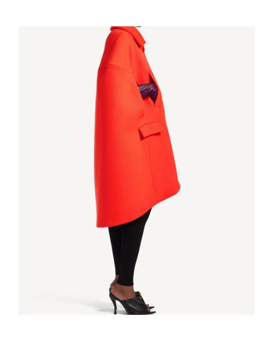Balenciaga Red City Buttoned Cape