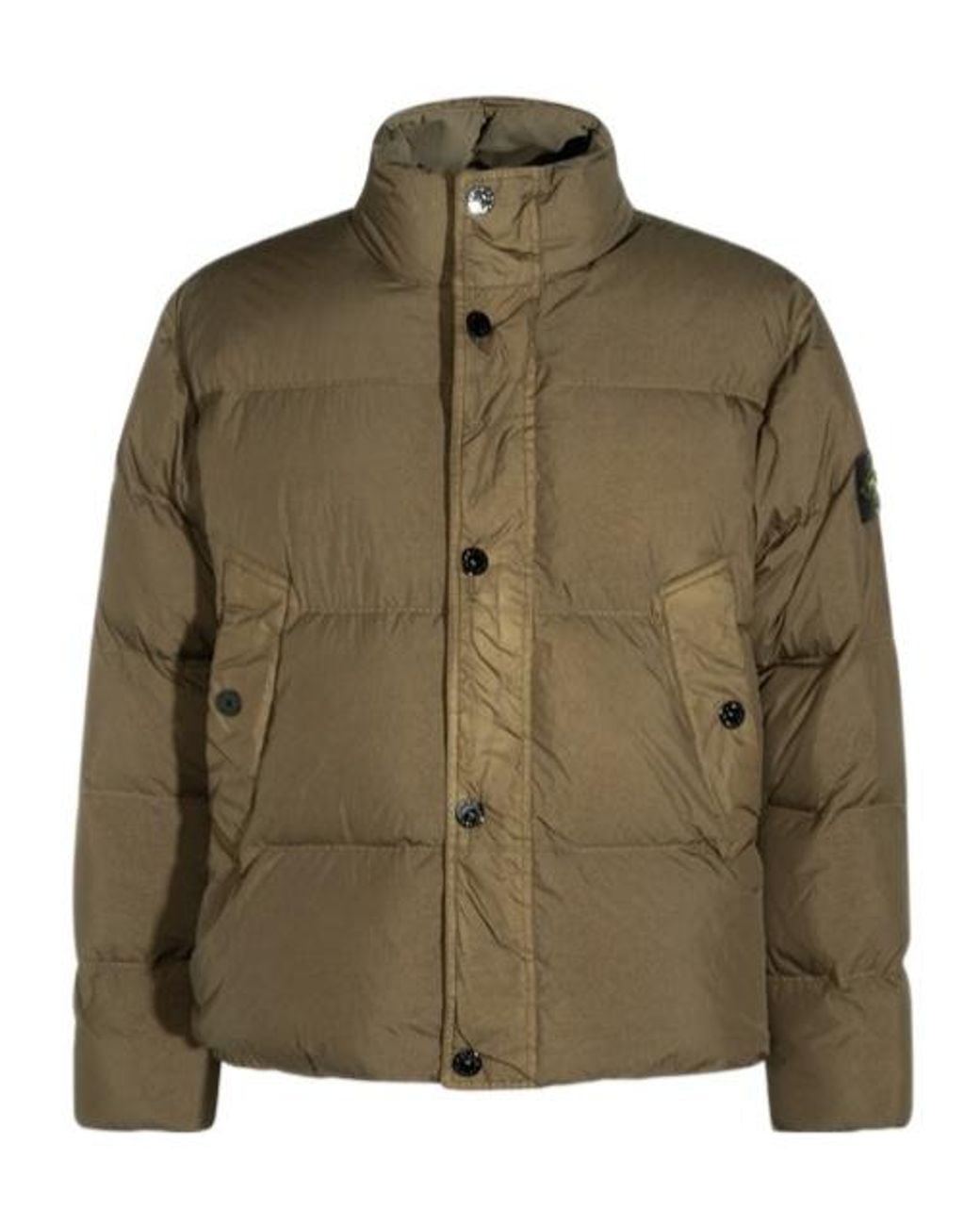 Stone Island Green Logo Patch Puffer Jacket for men