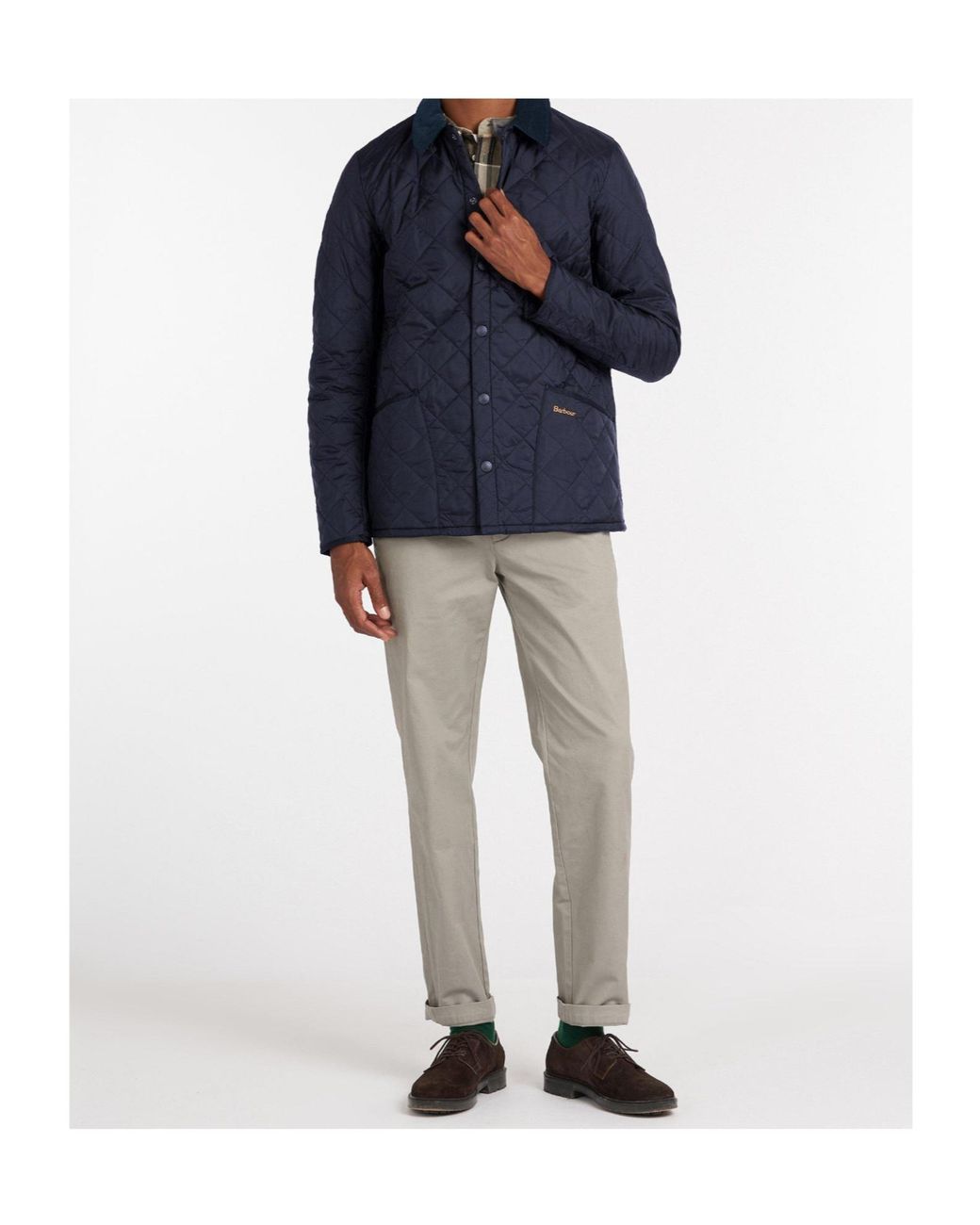 Barbour Blue Quilted Long-Sleeved Cotton Coat for men