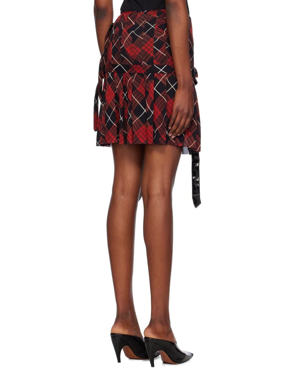 Jean Paul Gaultier Red Plaid-Check Mini Skirt