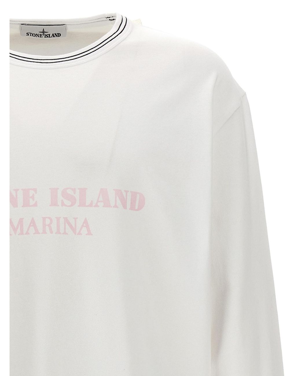 Stone Island White Logo-Print Cotton Sweatshirt for men