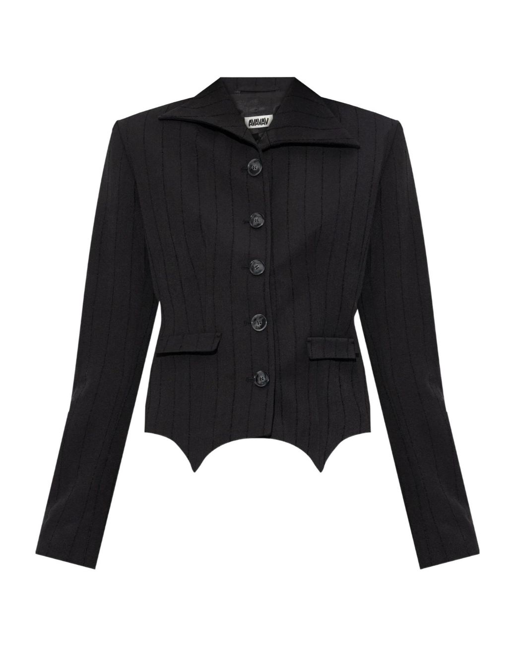 AVAVAV Black Pinstriped Tailored Jacket