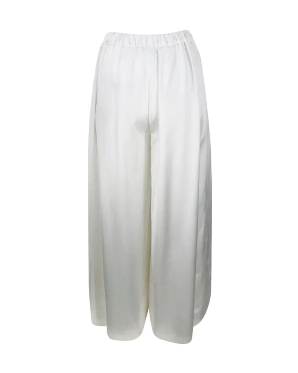 Fabiana Filippi White Wide-Legged Casual Pants With Elastic Edges