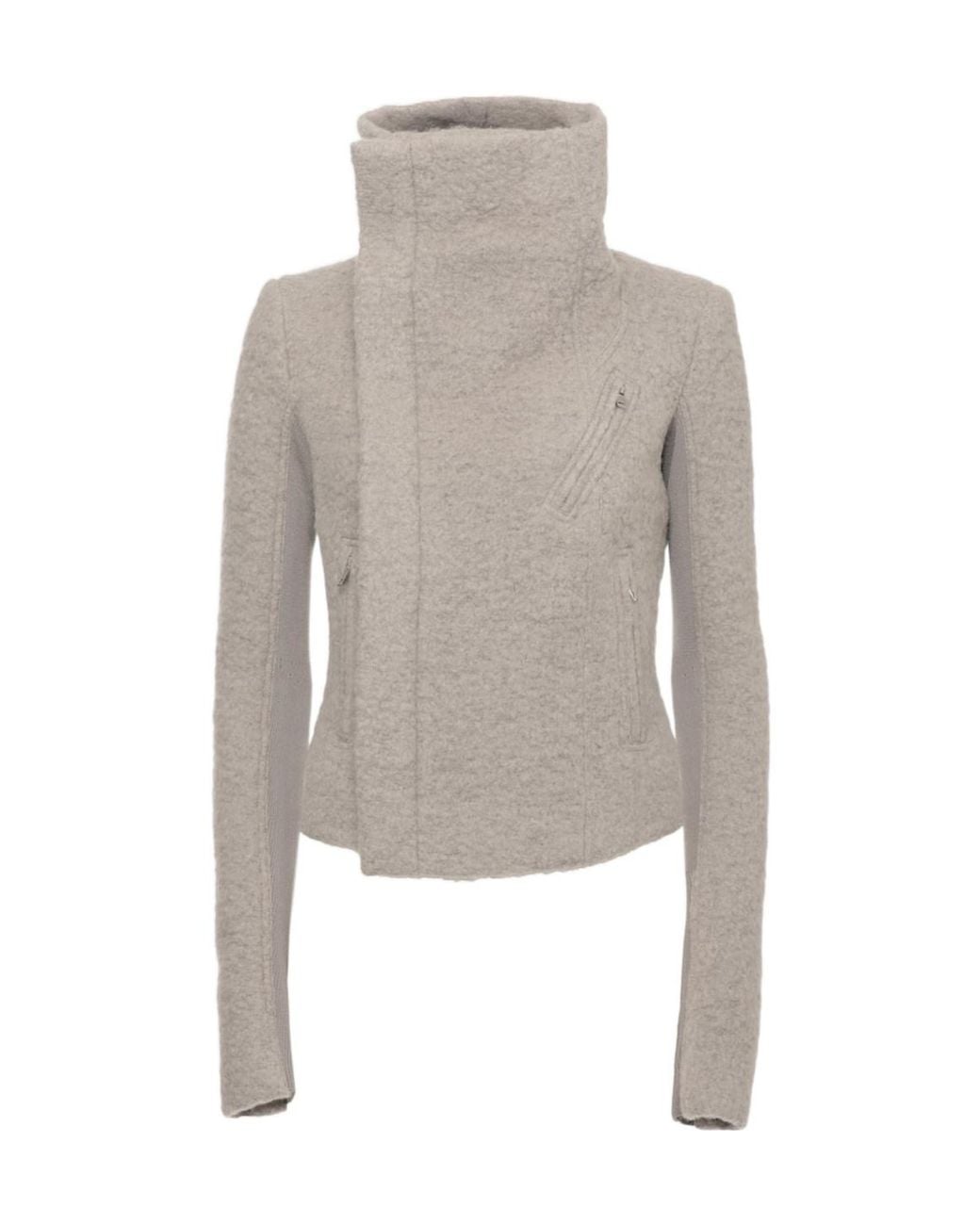 Rick Owens Gray High Neck Zip Jackets