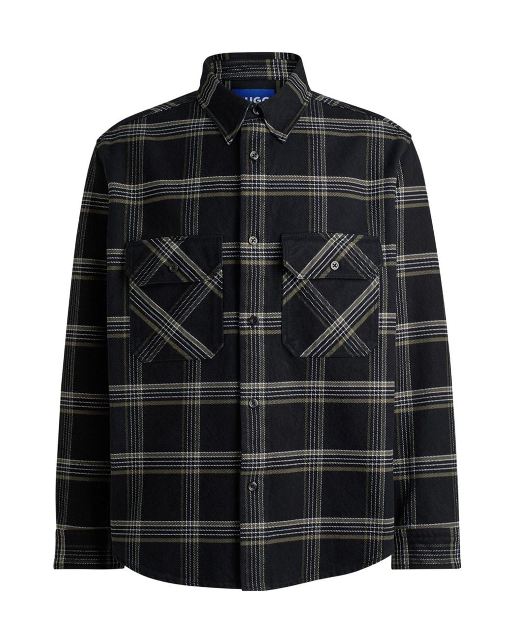 Boss Black Dark Tone Plaid Workwear Long-Sleeve Shirt for men