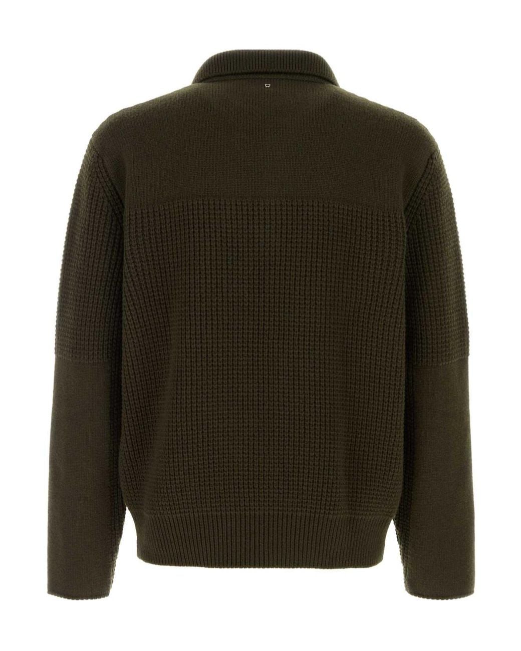 Ferragamo Green Ferragamo Waffle Knit Polo Sweater for men