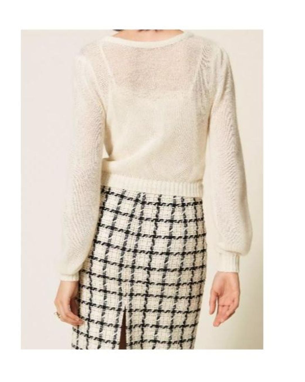 Twinset Natural Dual-Use Knit Shrug With Criss-Cross