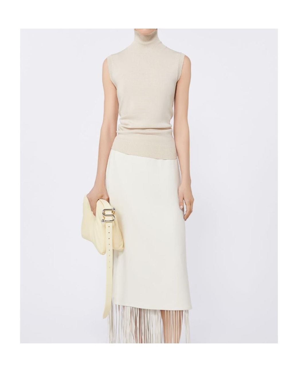 Sportmax White Turtleneck Sleeveless Jumper