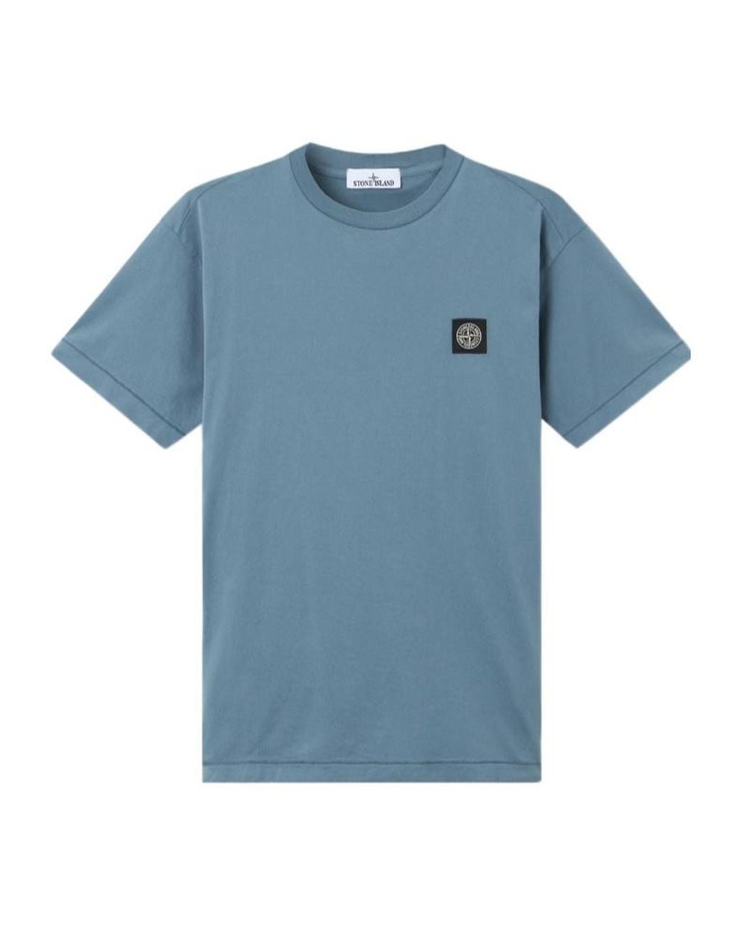 Stone Island Blue Logo-Patch Cotton T-Shirt for men