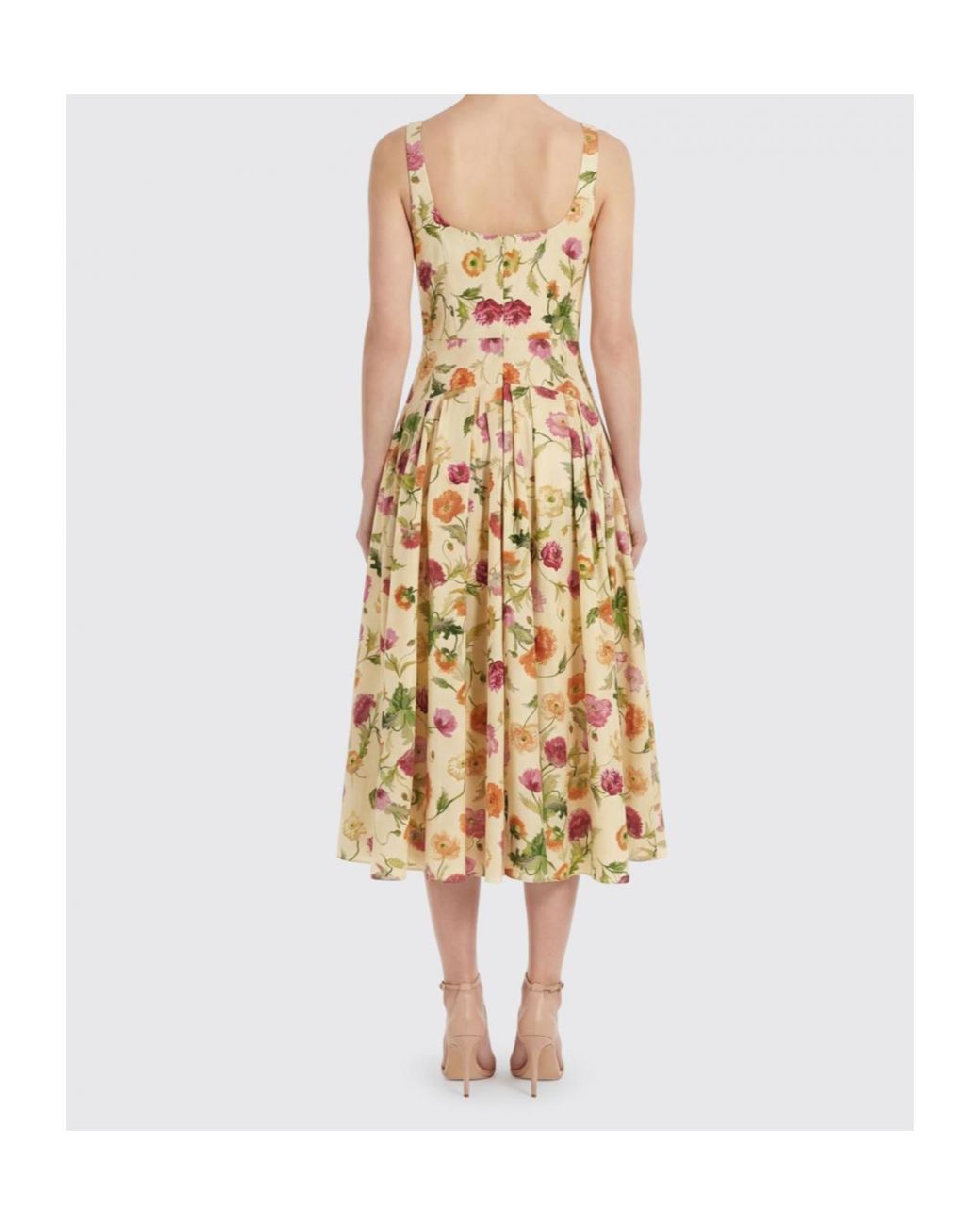 Carolina Herrera Metallic Wells Floral Midi Dress
