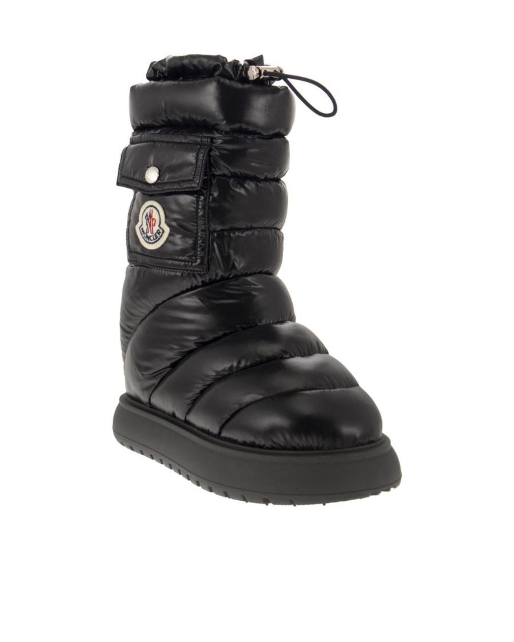 Moncler Black Logo Motif Patch Puffer Boots