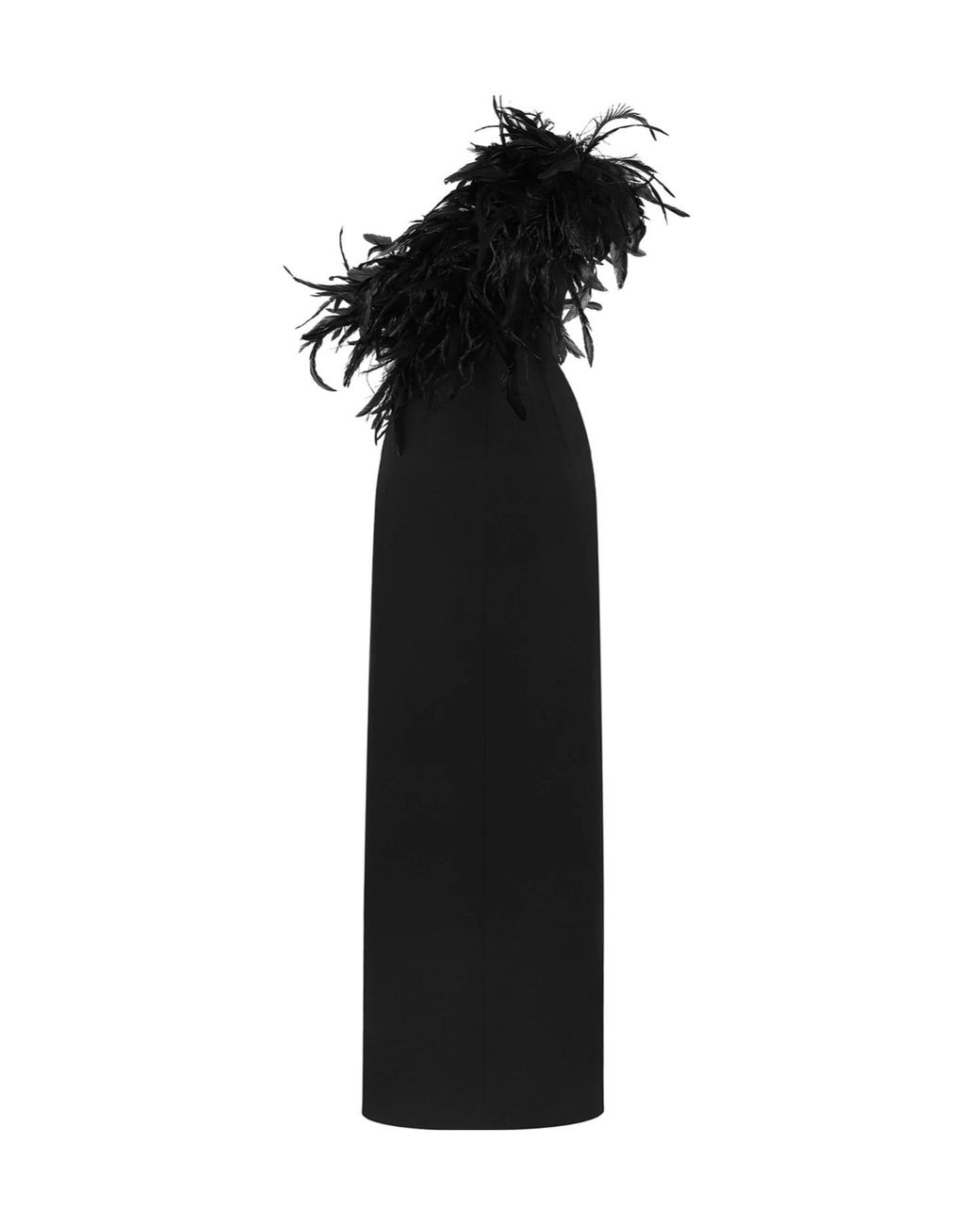 Dolce & Gabbana Black One-Shoulder Feathered Gown