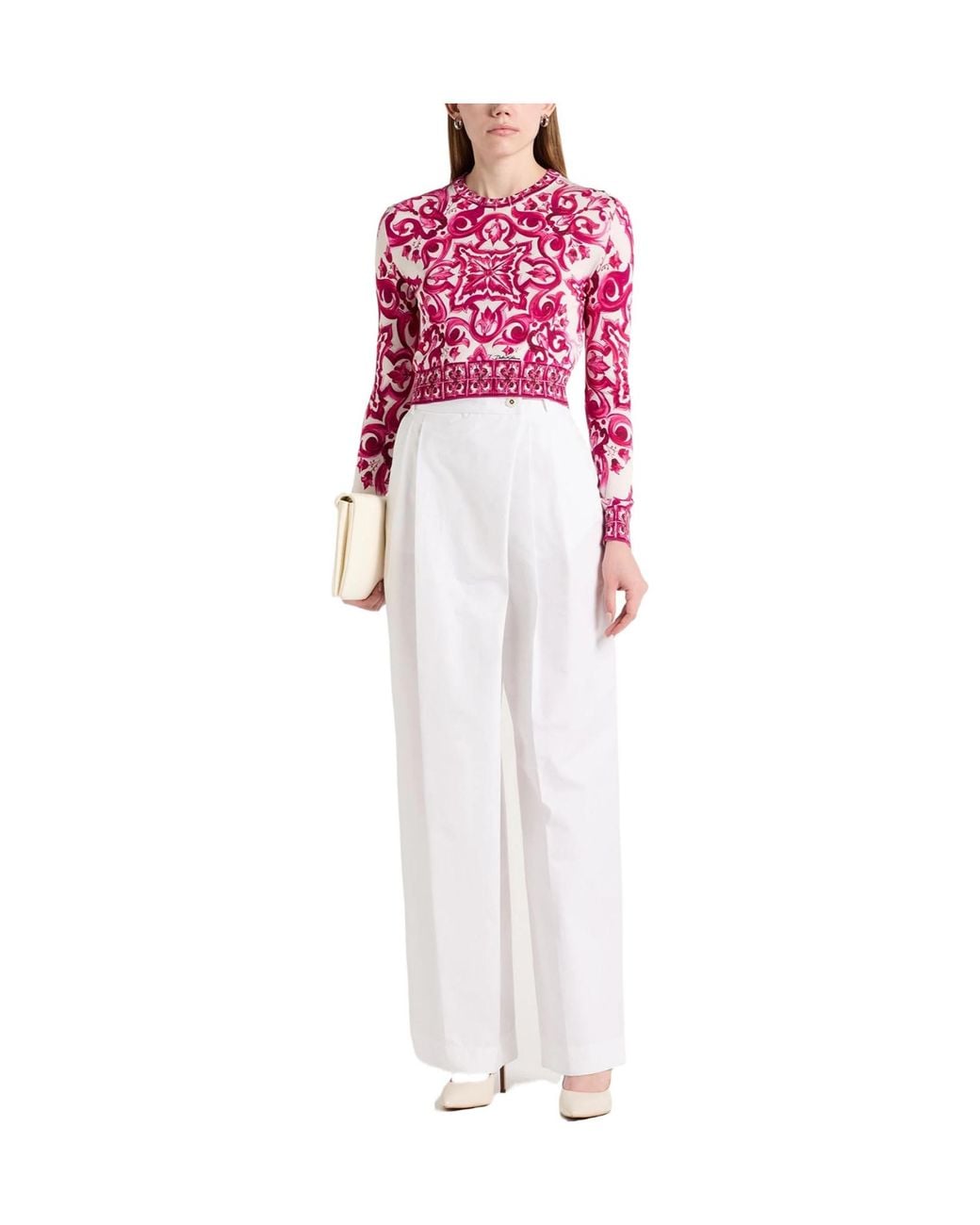 Dolce & Gabbana White Loose-Fitting Trousers