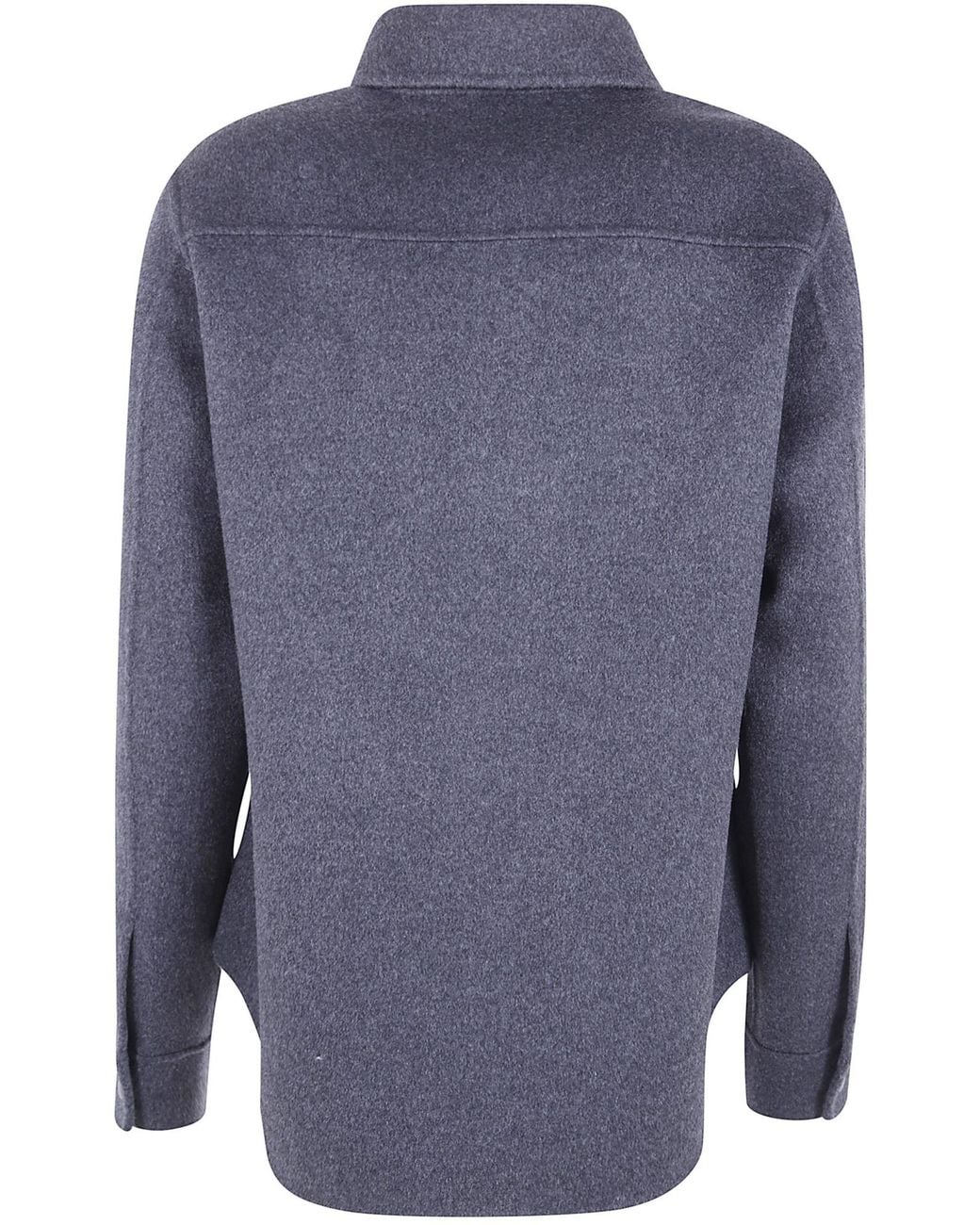 Aspesi Blue Snap-Front Wool Jacket